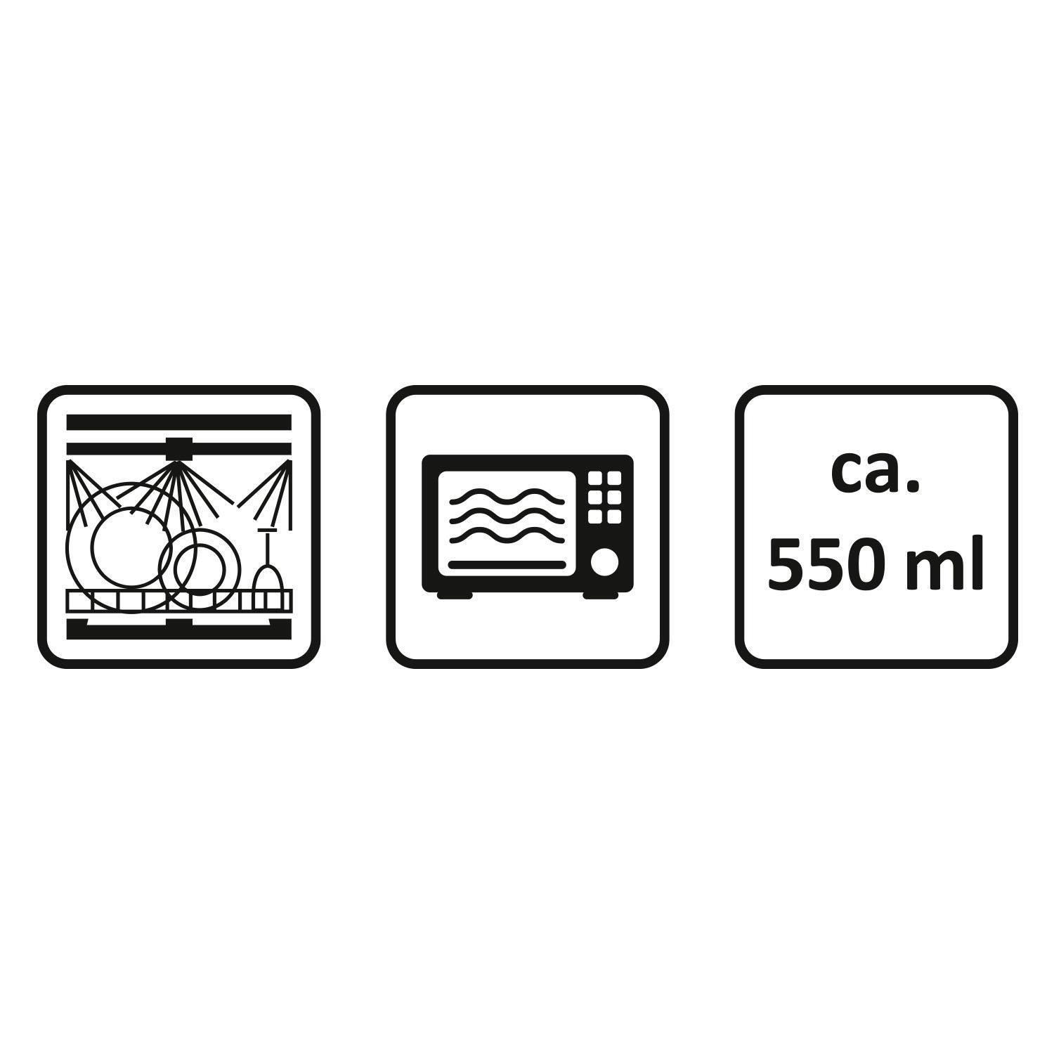 Beispielinhalt (Bild) XL-Becher in Emailleoptik mit Motivdruck "Schön, dass es dich gibt"