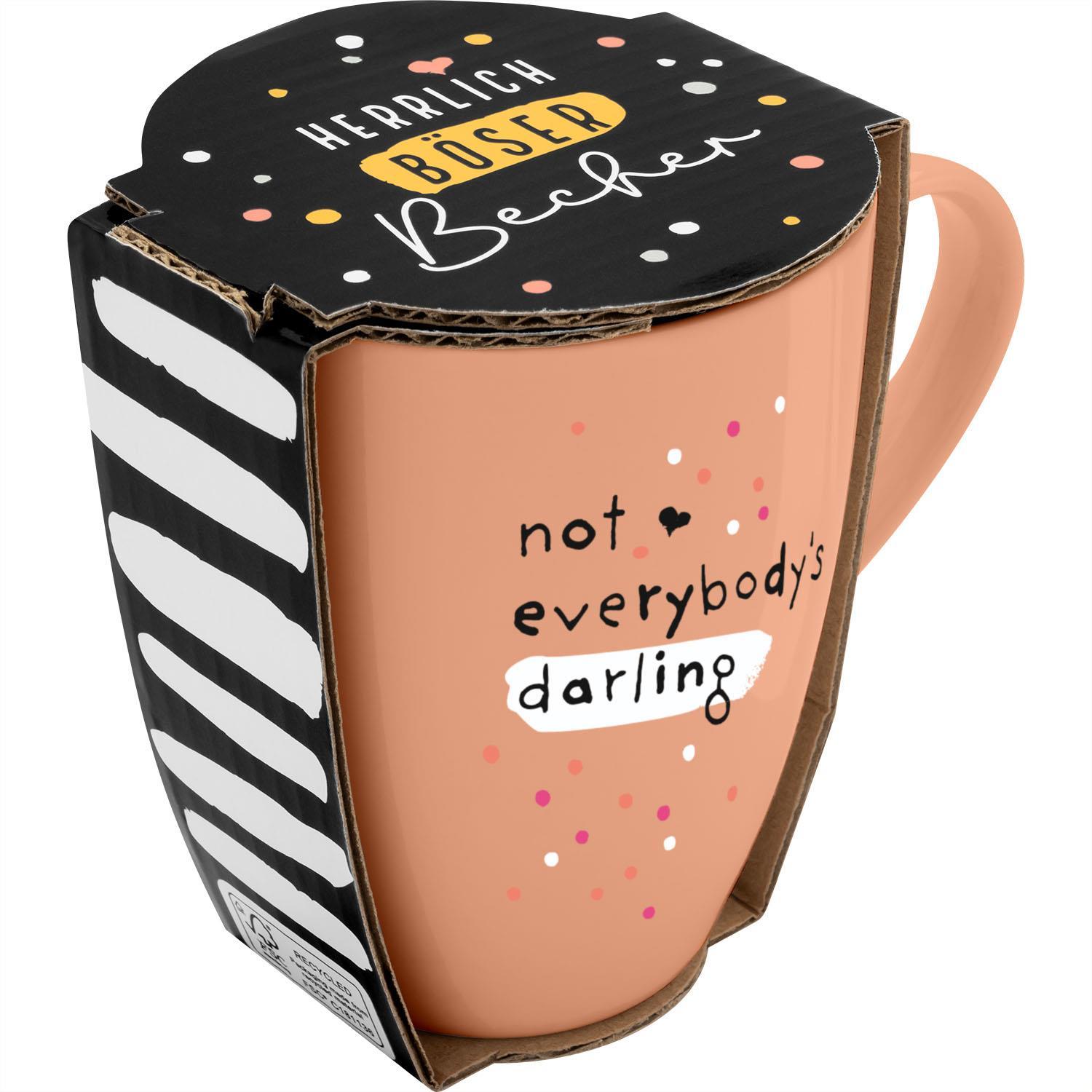 Vorderes Coverbild Tasse mit Motivdruck "not everybody´s darling", mit Banderole