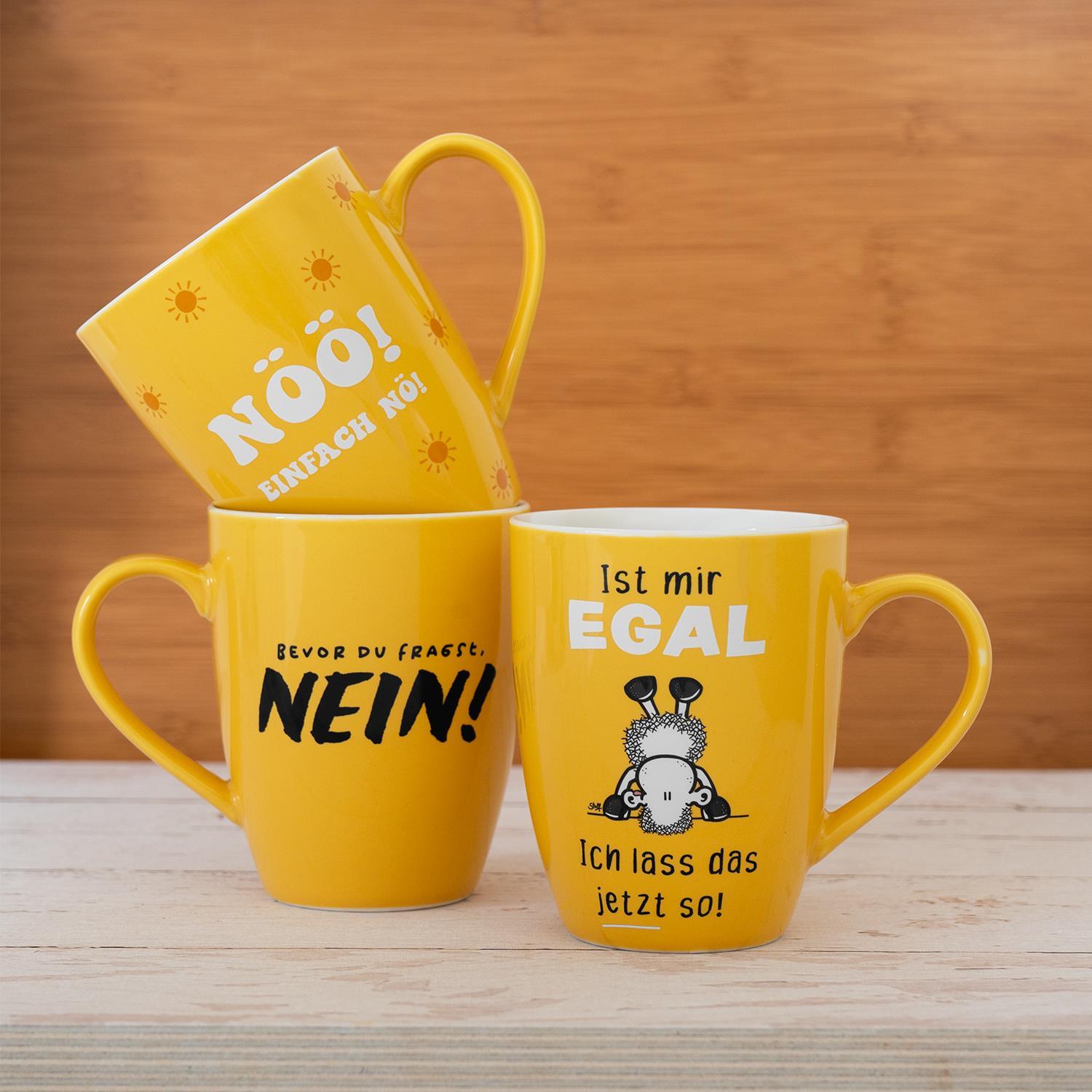 Beispielinhalt (Bild) Tasse mit Motivdruck "Ist mir egal. Ich lass das jetzt so!", mit Banderole