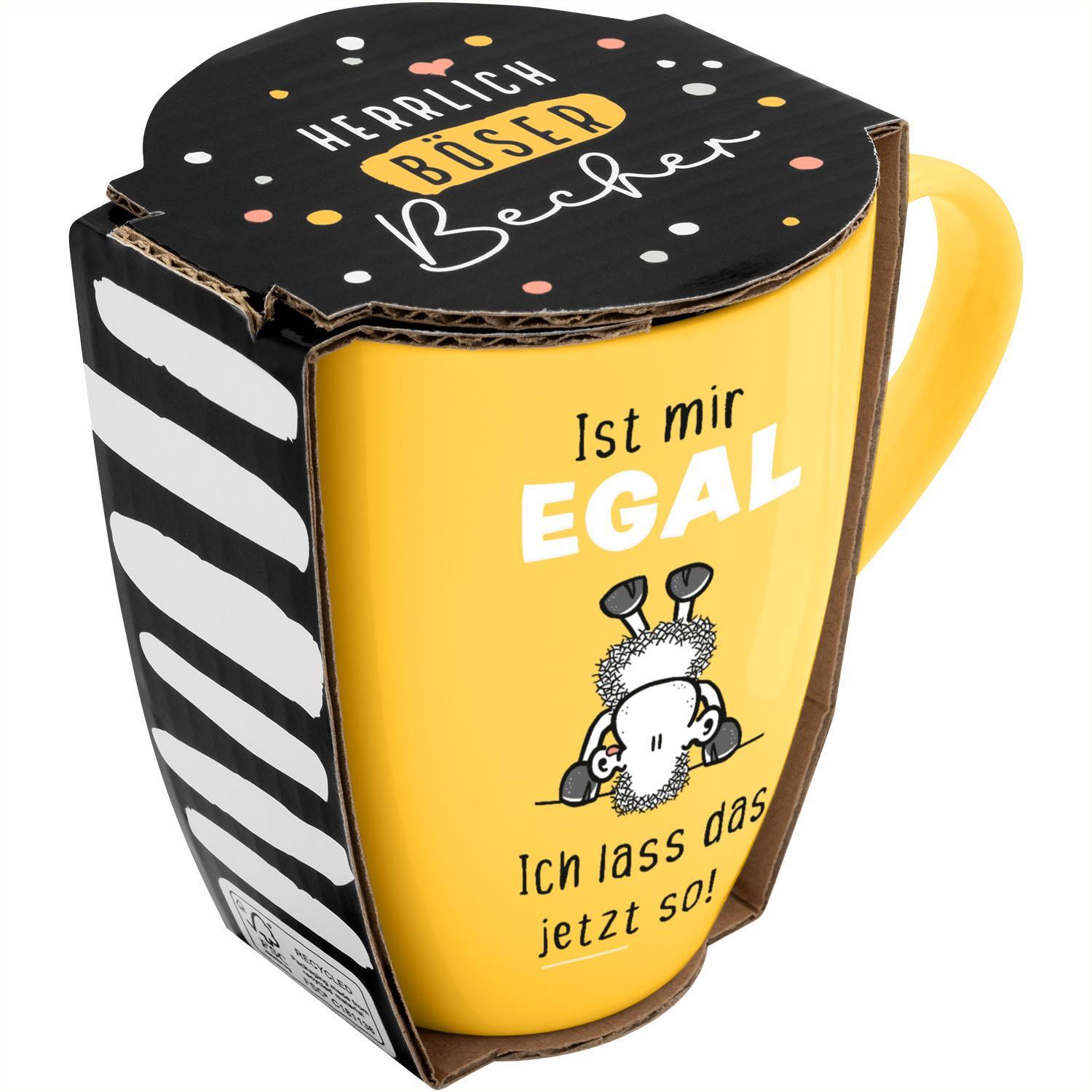 Vorderes Coverbild Tasse mit Motivdruck "Ist mir egal. Ich lass das jetzt so!", mit Banderole