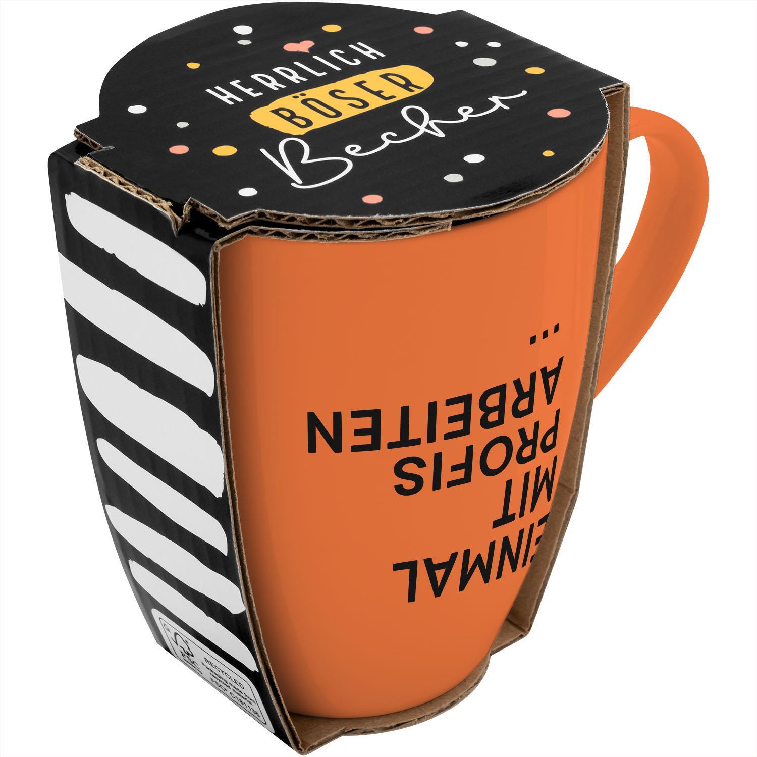 Vorderes Coverbild Tasse mit Motivdruck "Einmal mit Profis arbeiten...", mit Banderole