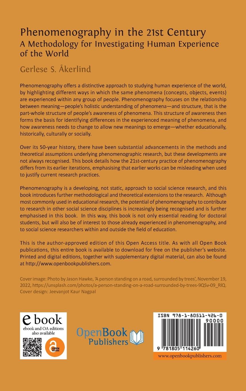 Rückseitencover Phenomenography in the 21st Century