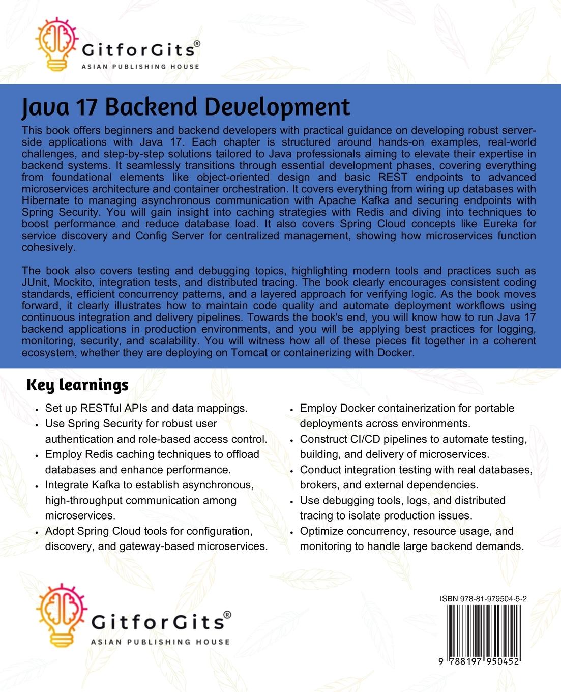 Rückseitencover Java 17 Backend Development