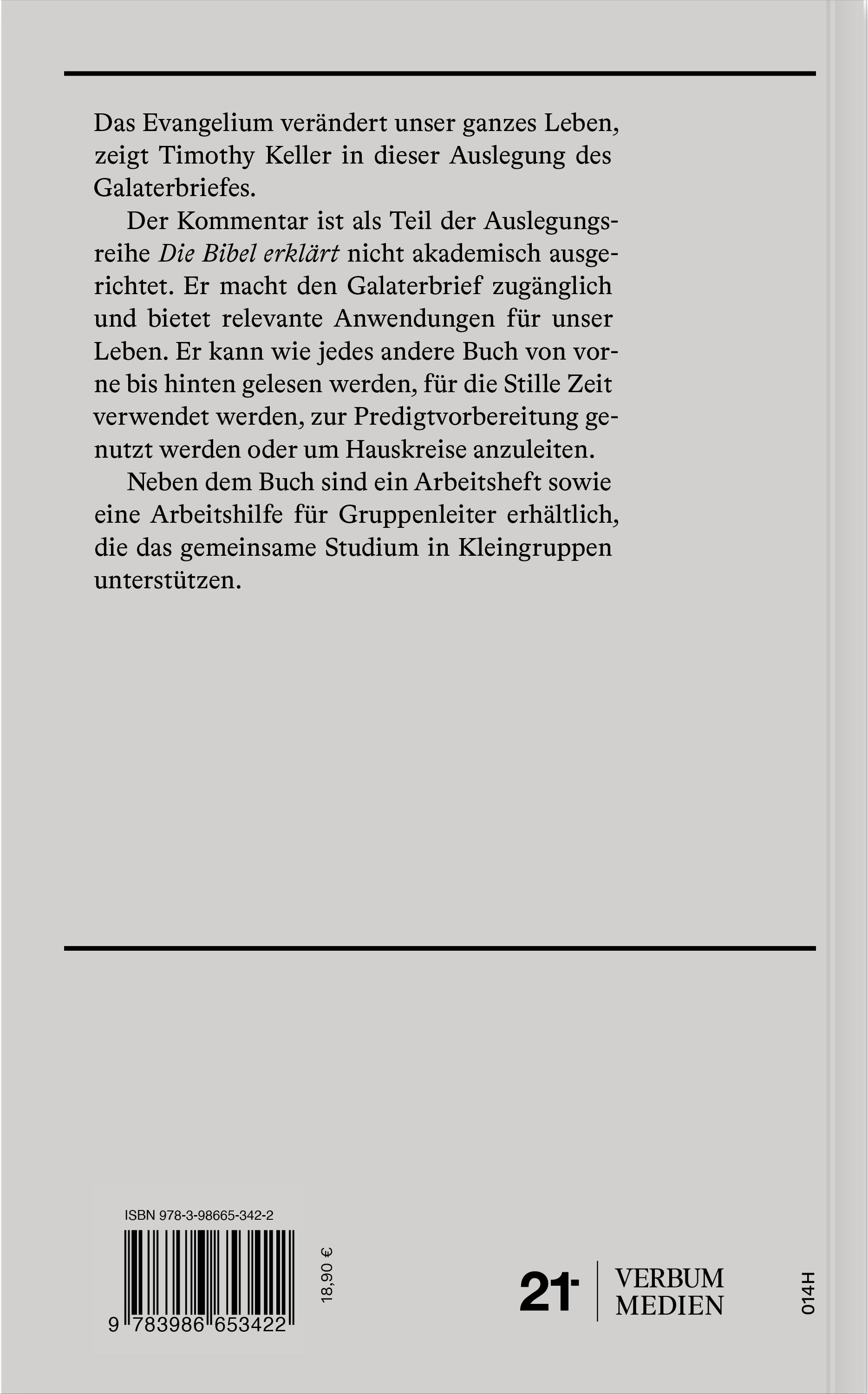 Rückseitencover Galater | Kommentar (Die Bibel erklärt)