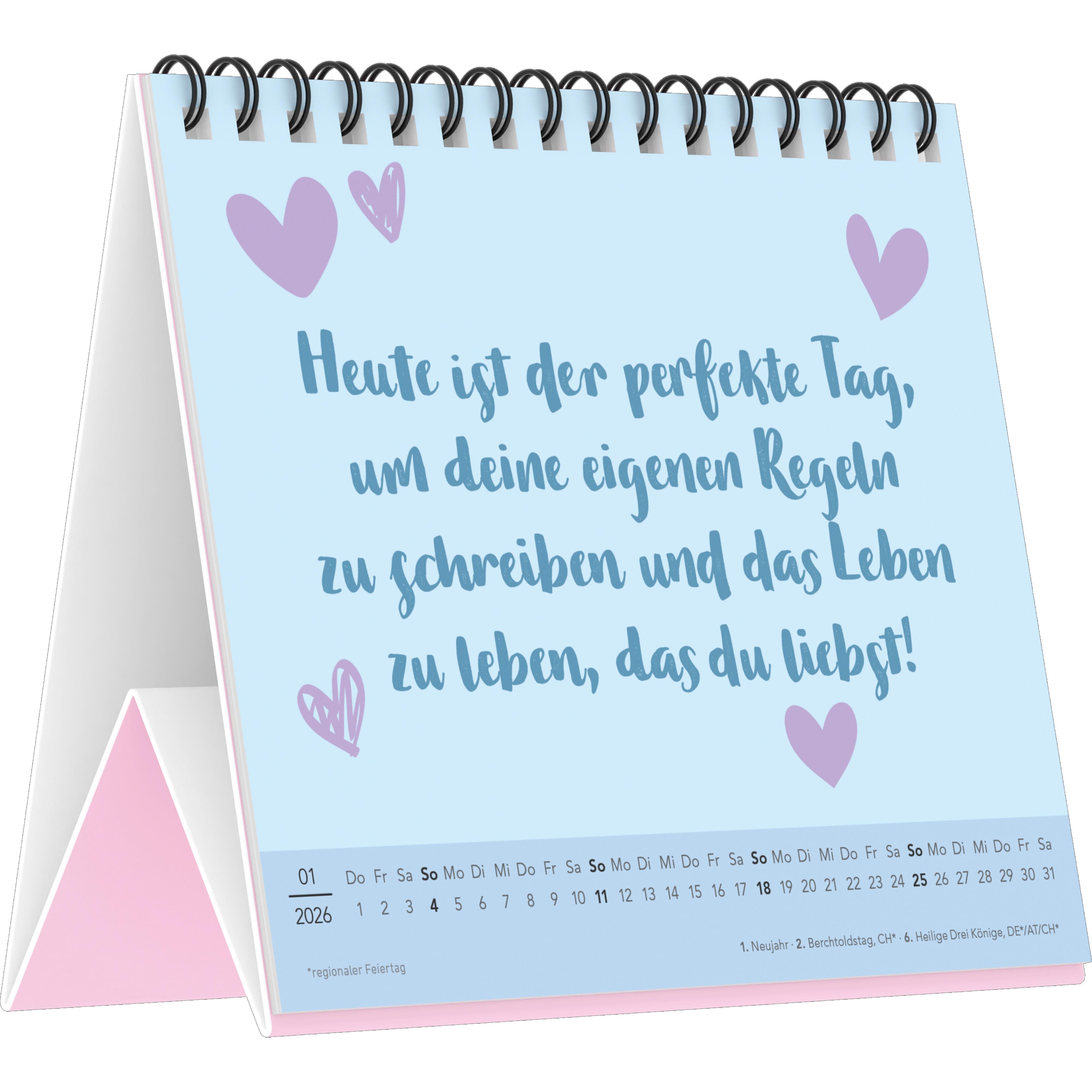 Beispielinhalt (Bild) Der beste Tag in deinem Leben - Tischaufstellkalender im Format 14 x 12