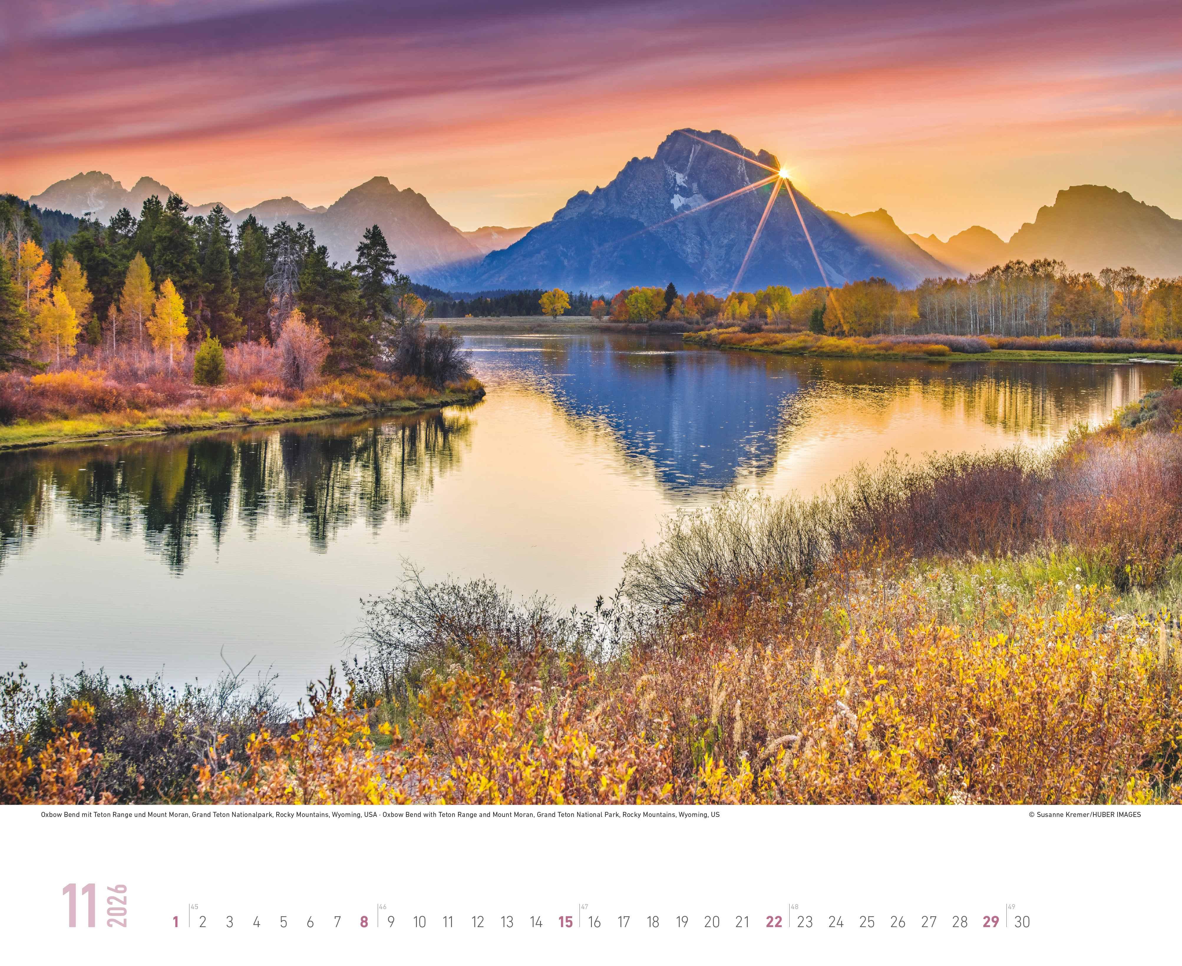 Beispielinhalt (Bild) Momente der Stille - Wandkalender mit inspirierenden Motiven und Zitaten im Format 52 x 42,5