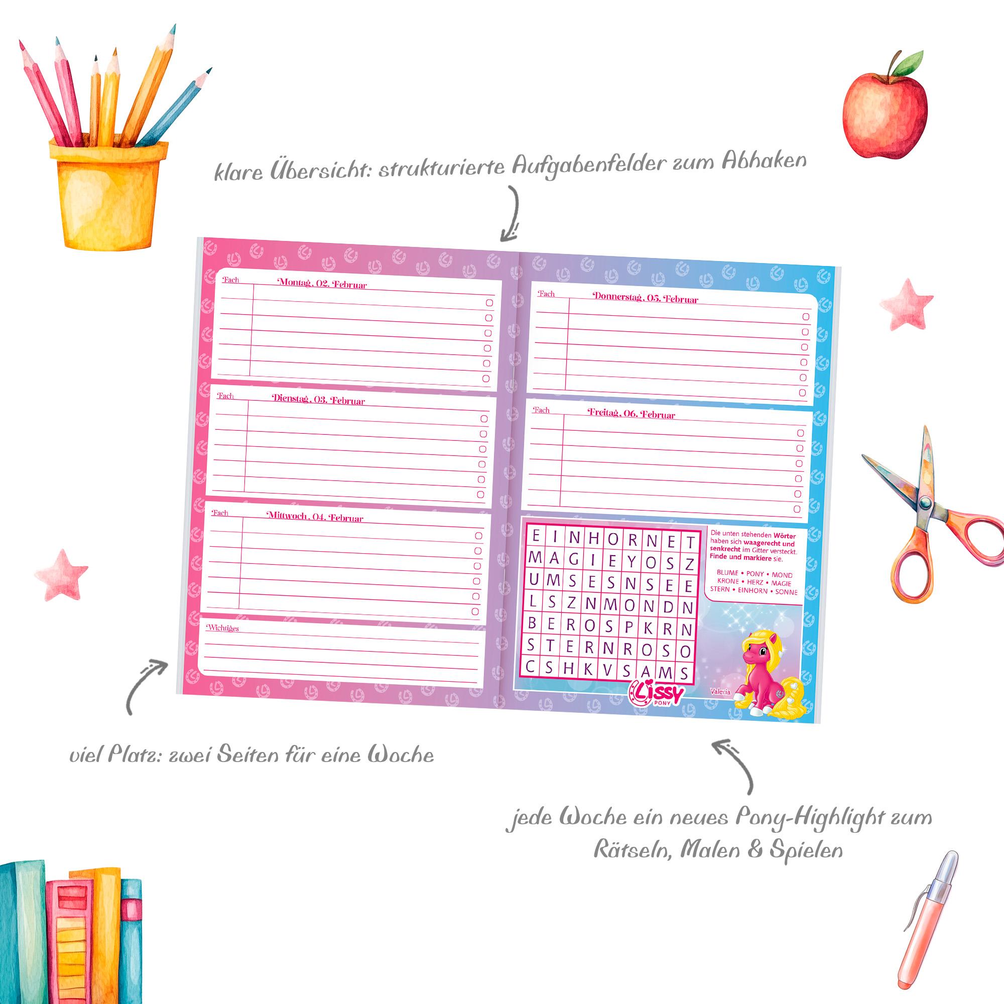 Beispielinhalt (Bild) Mein traumhaftes Lissy Pony Grundschul-Hausaufgabenheft