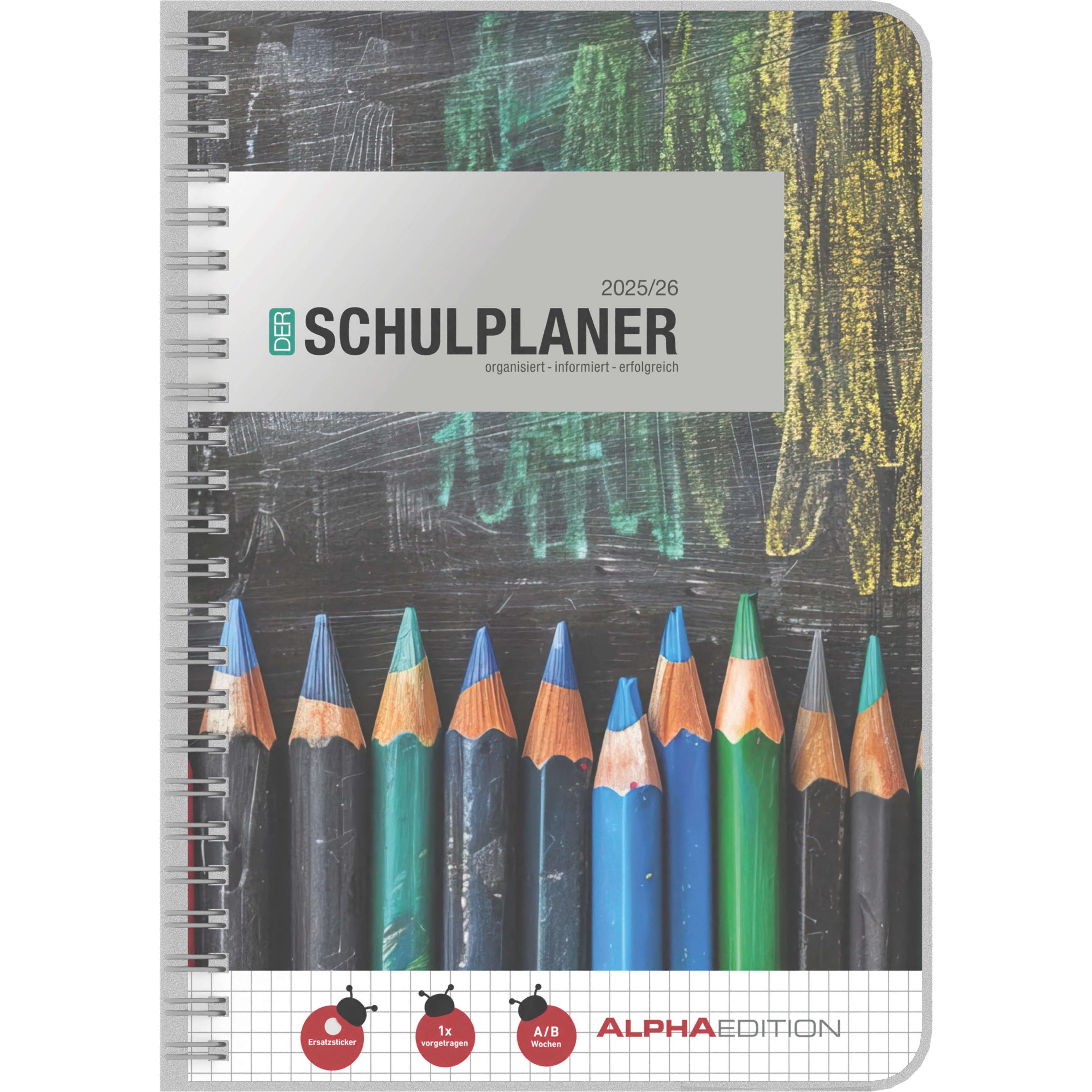 Vorderes Coverbild Schulplaner Ringbuch schwarz
