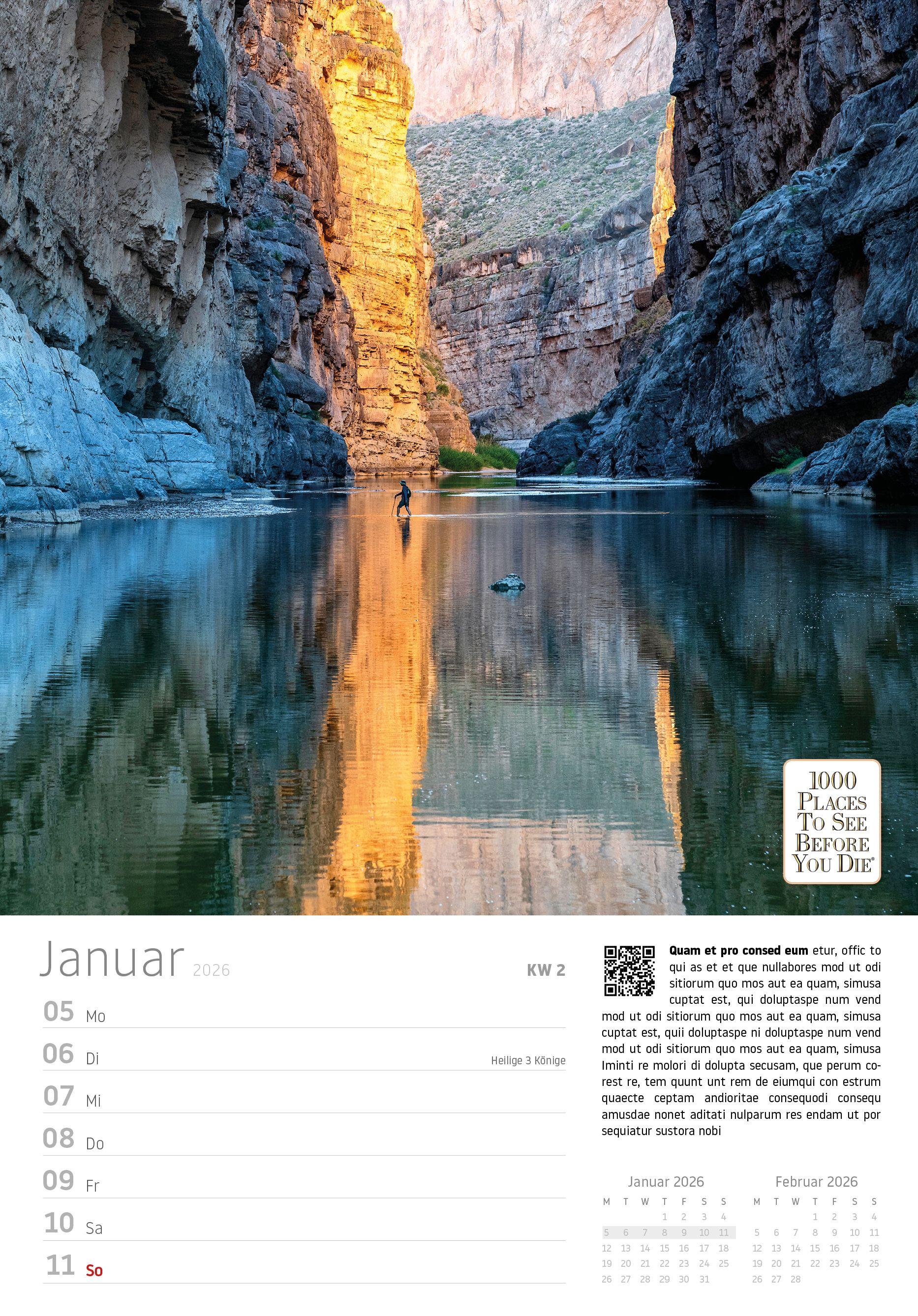 Beispielinhalt (Bild) Traumziele Wochenkalender - 53 Blatt mit Reiseinfos und Tipps