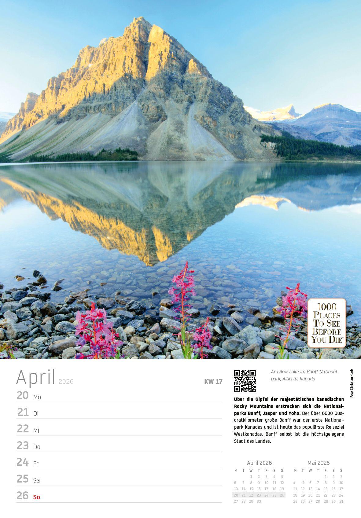 Beispielinhalt (Bild) Traumziele Wochenkalender - 53 Blatt mit Reiseinfos und Tipps