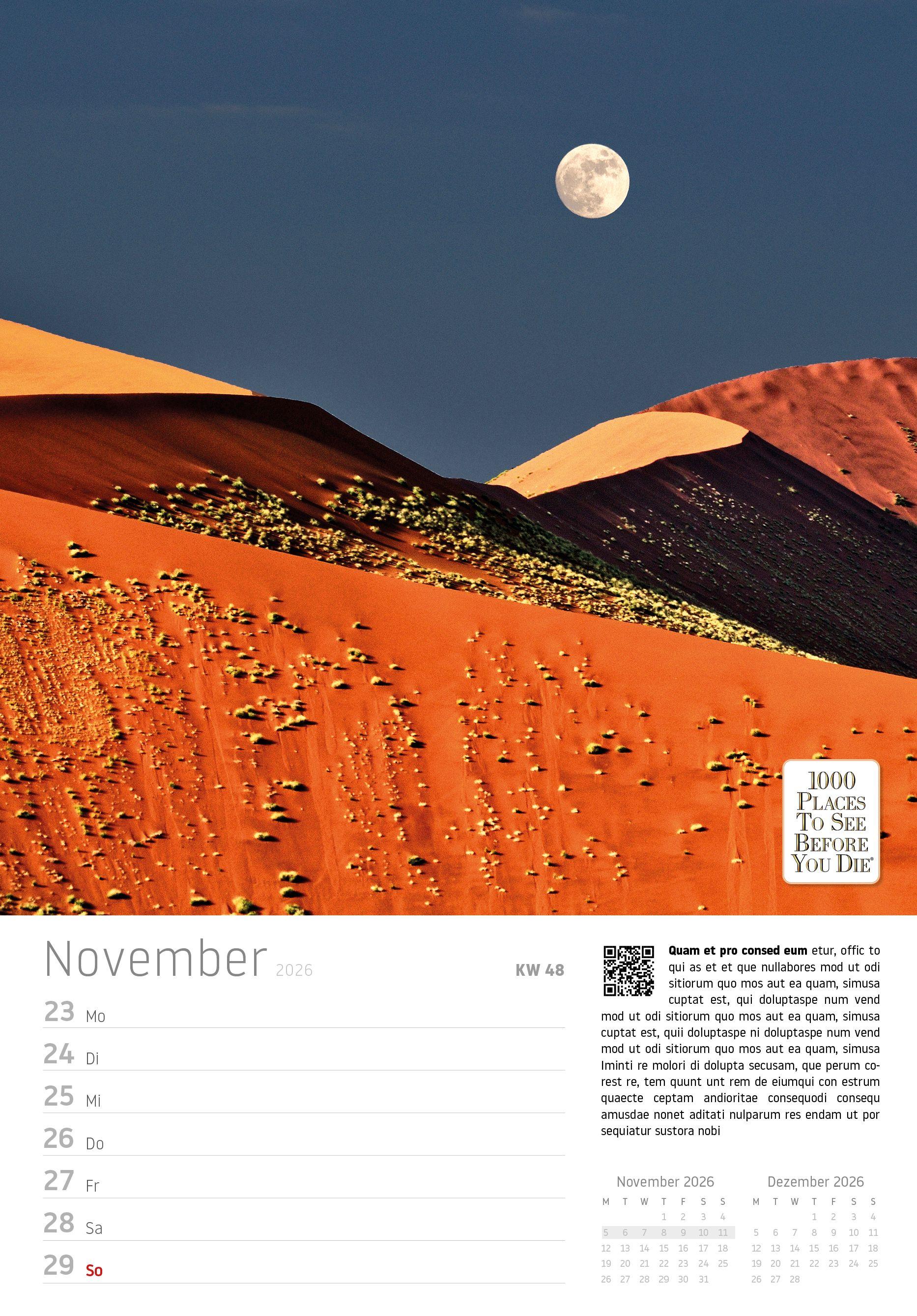 Beispielinhalt (Bild) Traumziele Wochenkalender - 53 Blatt mit Reiseinfos und Tipps