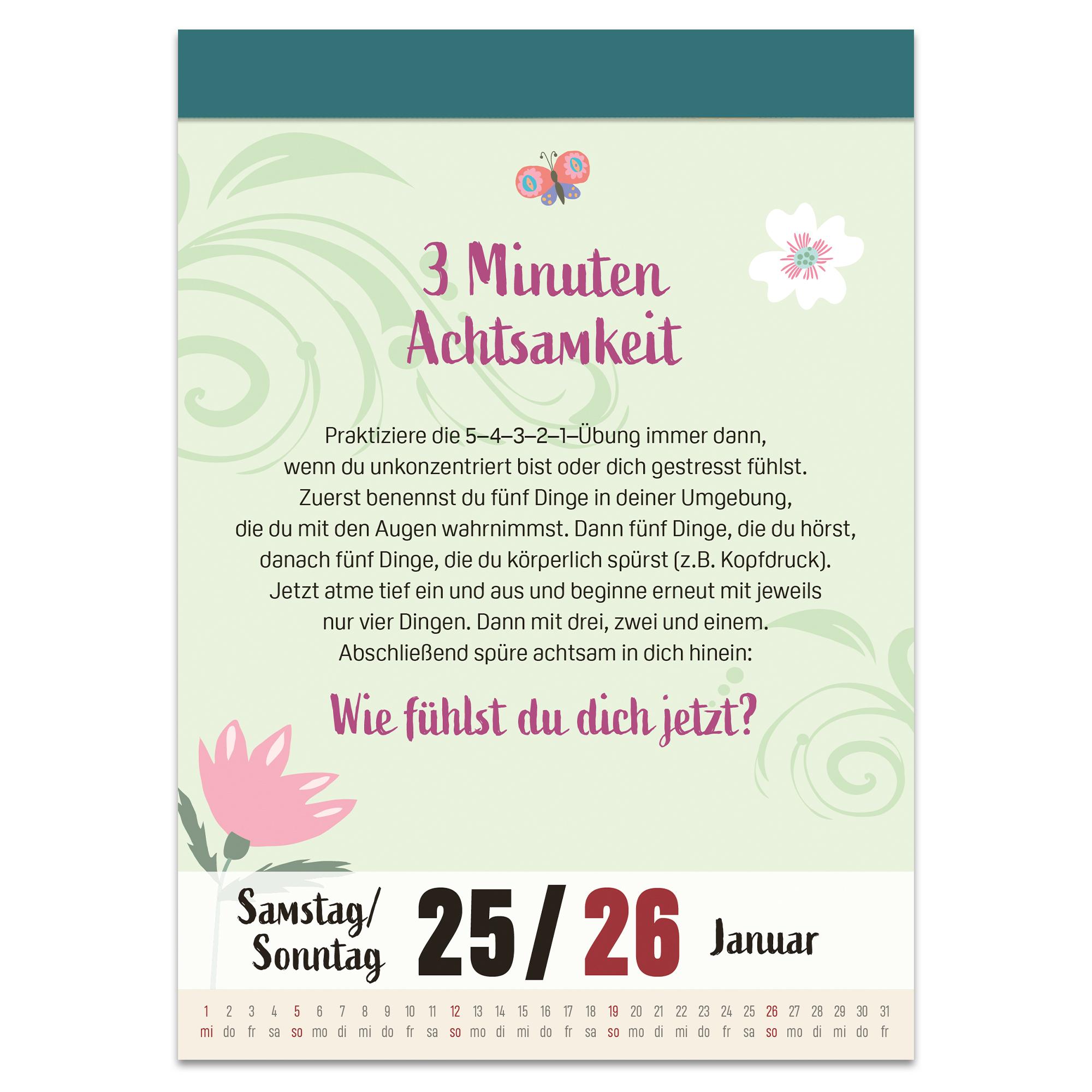 Beispielinhalt (Bild) Ein Jahr voller Achtsamkeit - Abreißkalender 2026