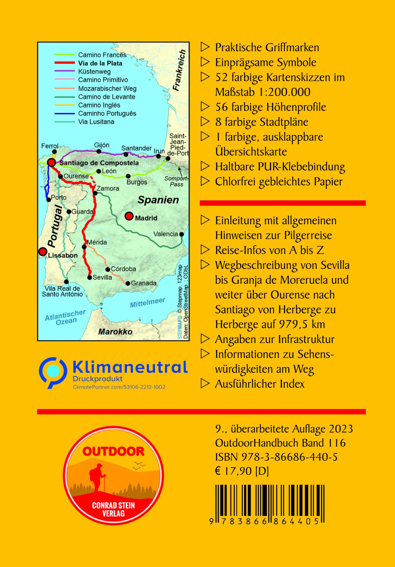 Rückseitencover Spanien: Jakobsweg Vía de la Plata Mozarabischer Jakobsweg