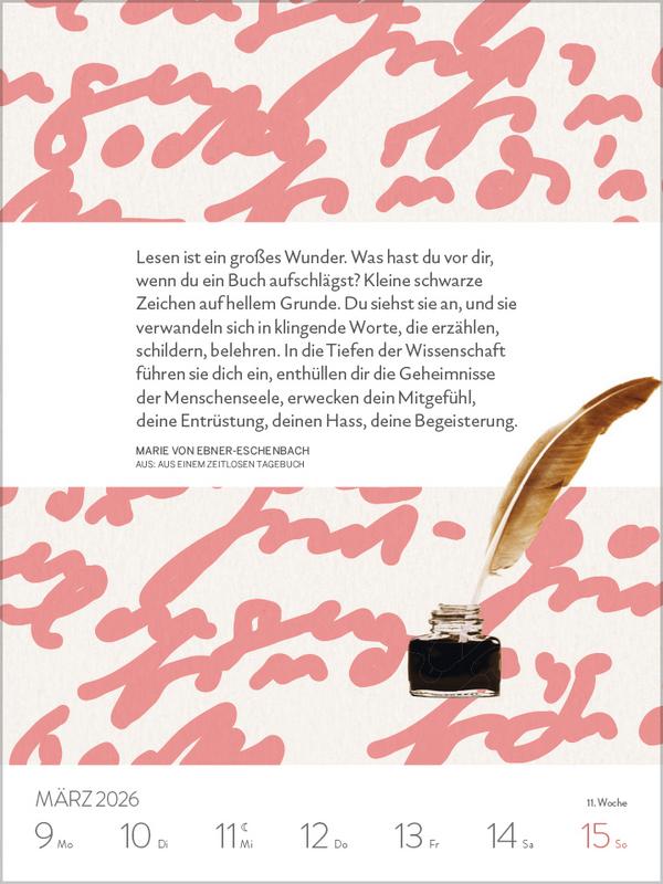 Beispielinhalt (Bild) Literaturkalender 2026