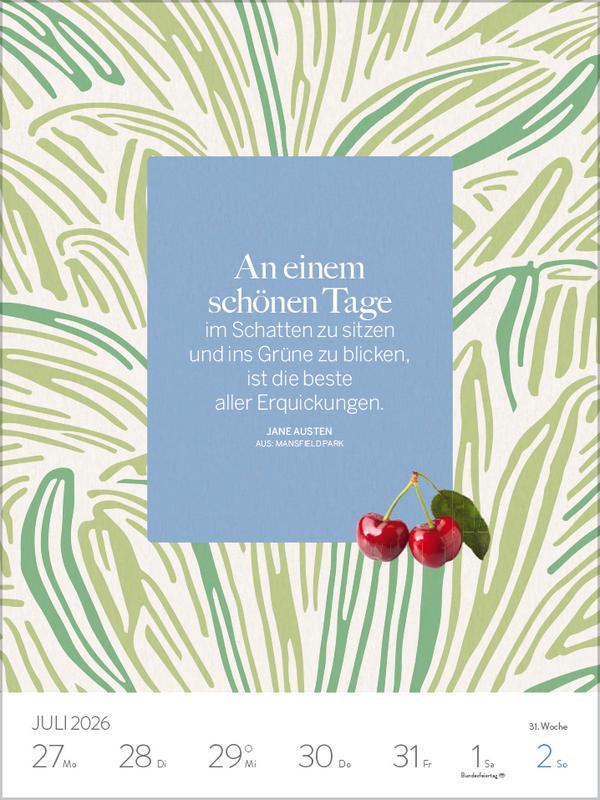 Beispielinhalt (Bild) Literaturkalender 2026