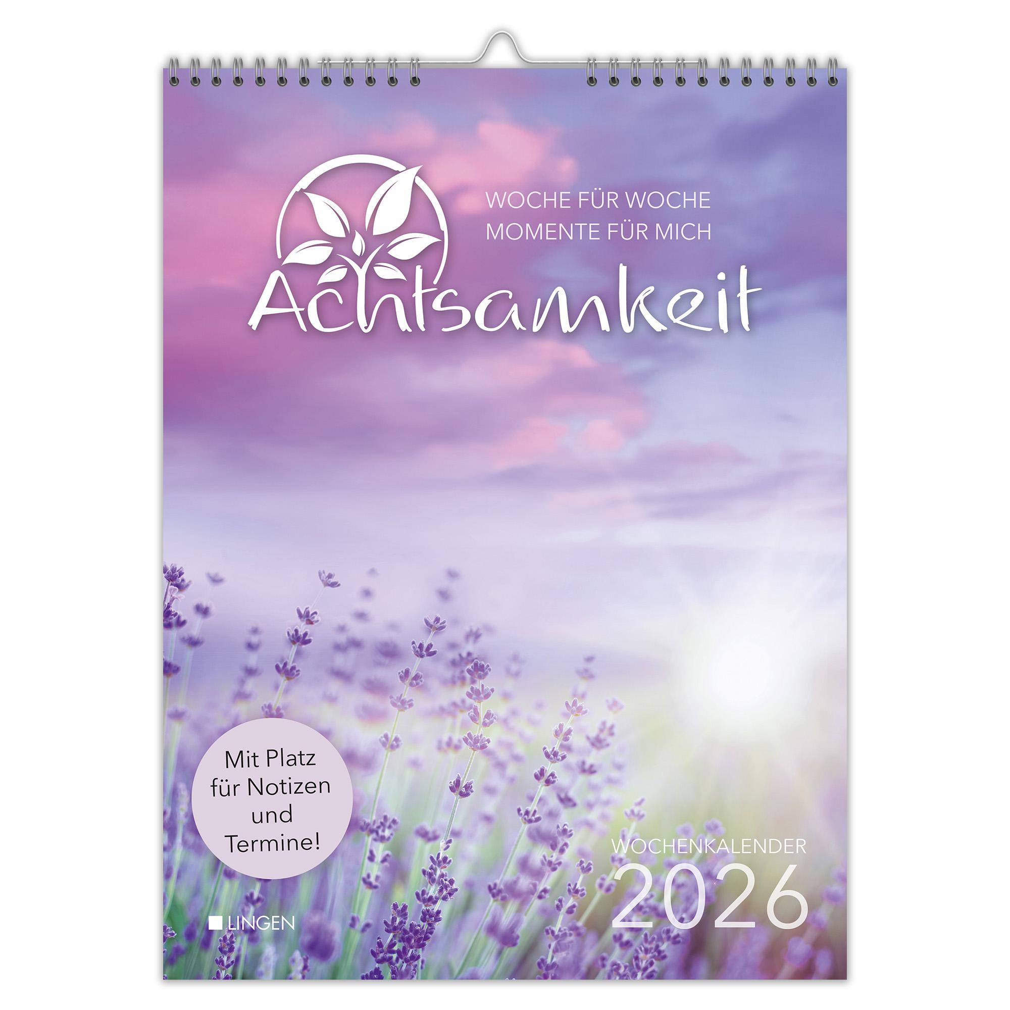 Vorderes Coverbild Wochenkalender Achtsamkeit 2026 - Woche für Woche Momente für mich