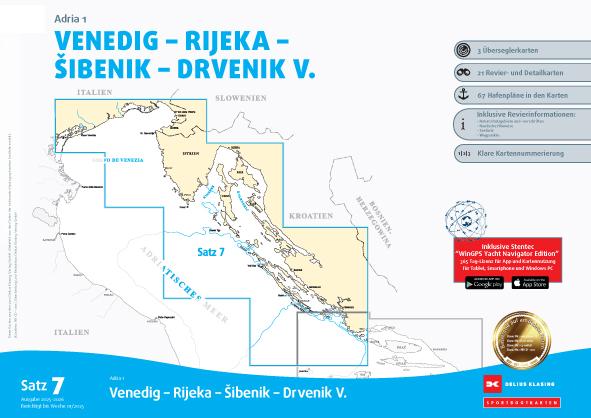 Vorderes Coverbild Sportbootkarten Satz 7: Adria 1 (Ausgabe 2025/2026)