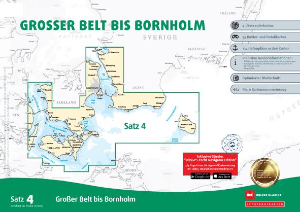 Vorderes Coverbild Sportbootkarten Satz 4: Großer Belt bis Bornholm (Ausgabe 2025)