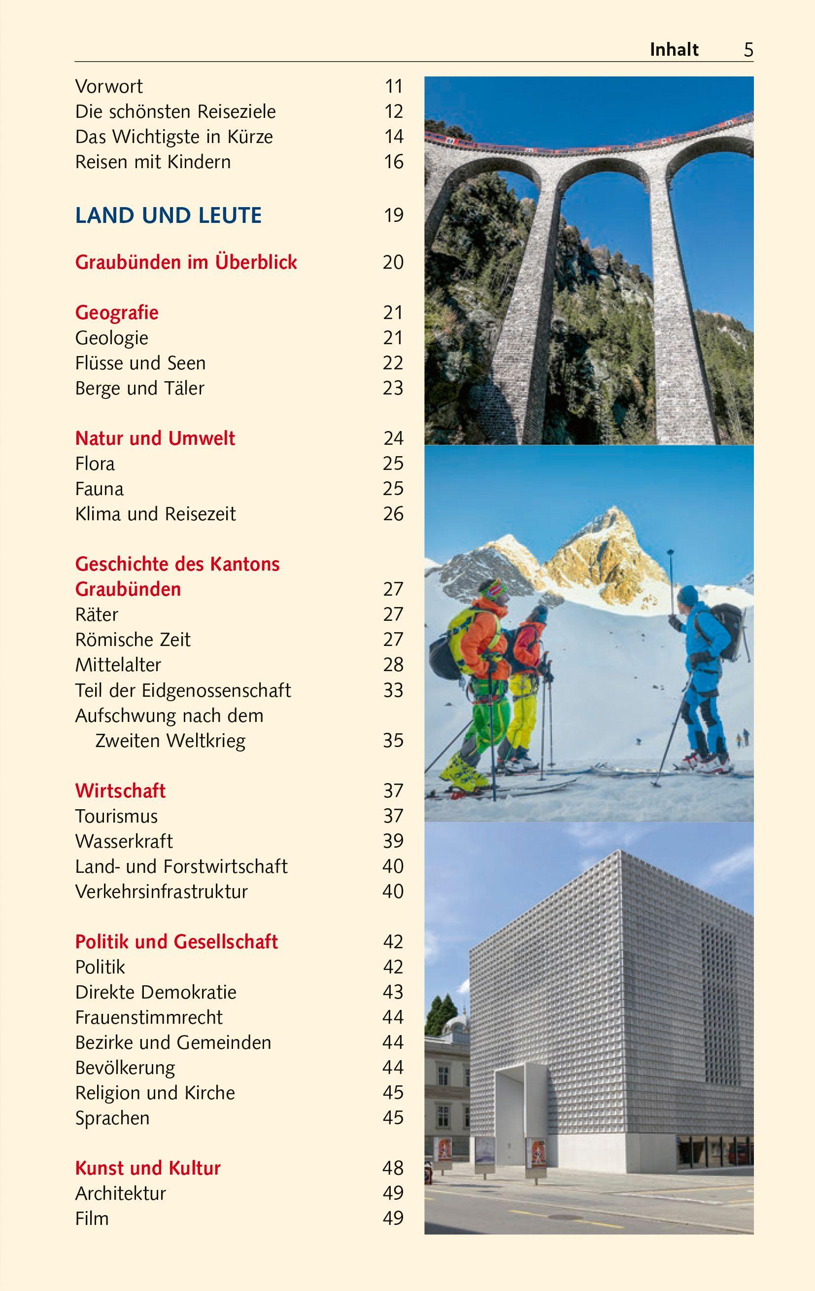 Beispielinhalt (Bild) TRESCHER Reiseführer Graubünden