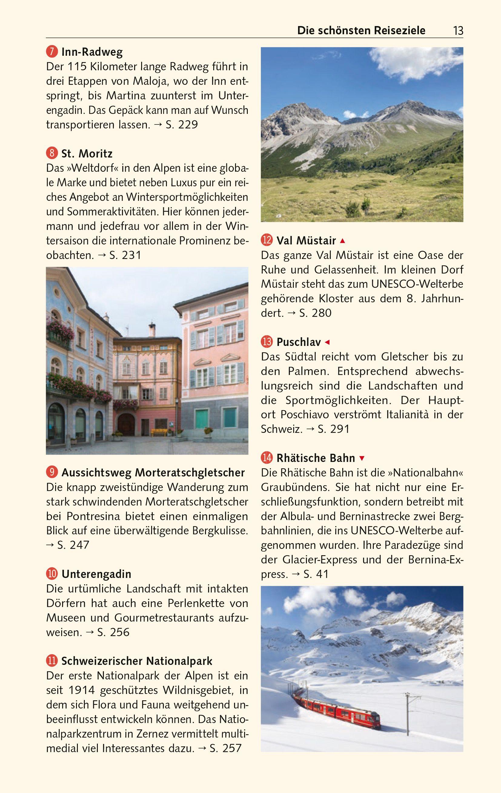 Beispielinhalt (Bild) TRESCHER Reiseführer Graubünden