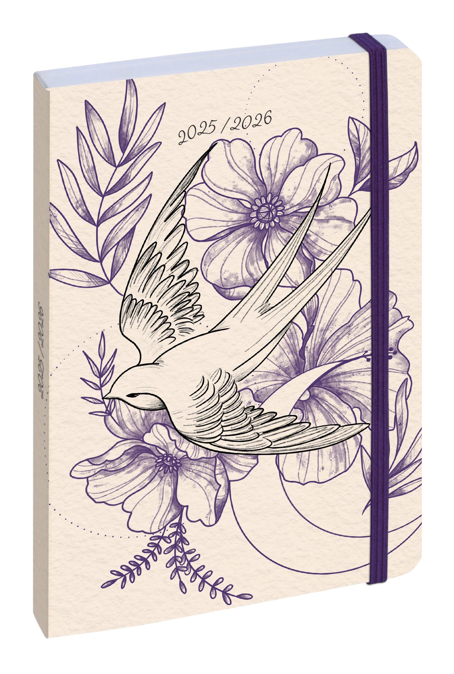 Vorderes Coverbild Schülerkalender Work&After Floral 2025/2026