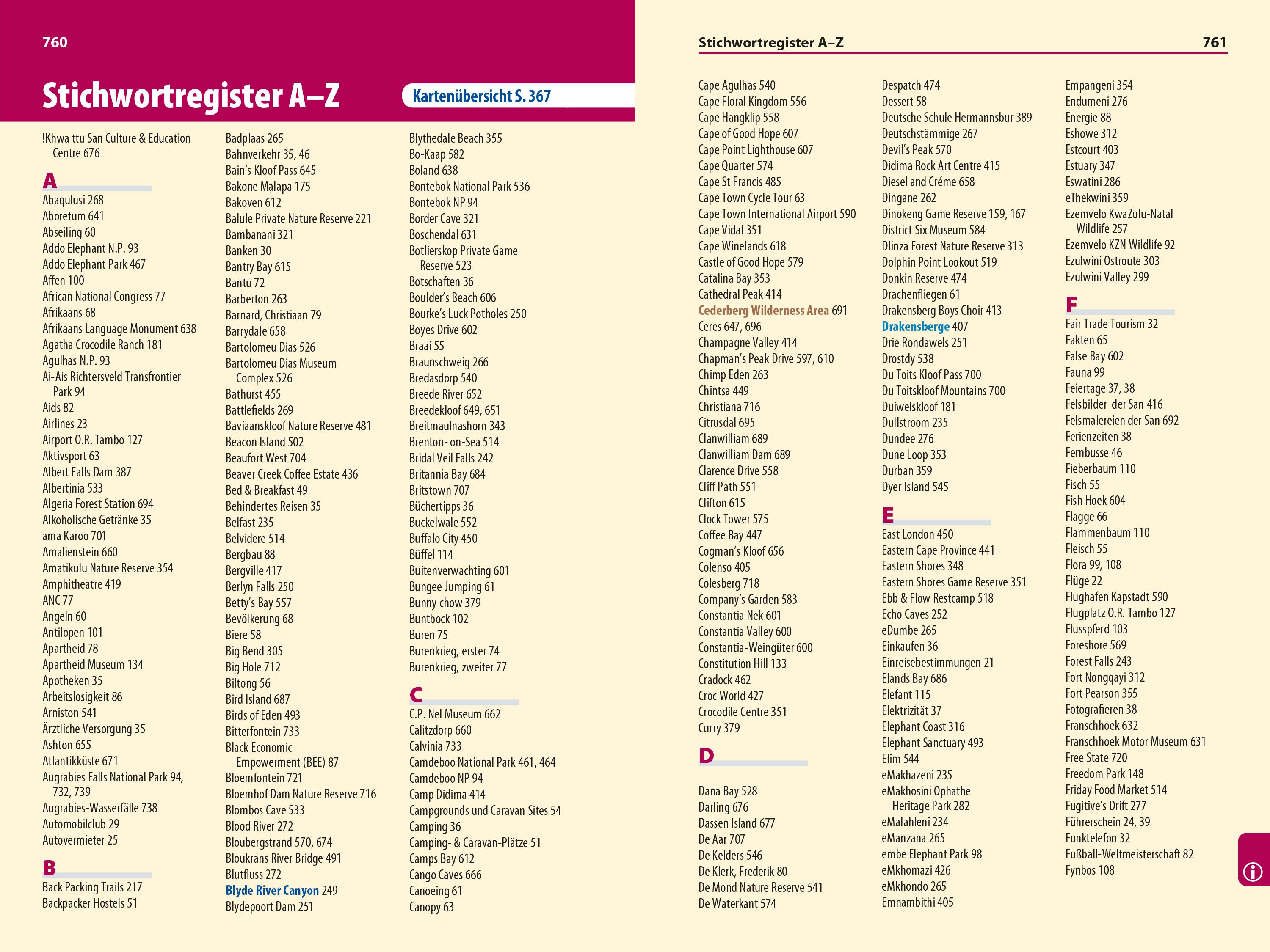 Beispielinhalt (Bild) Reise Know-How Reiseführer Südafrika