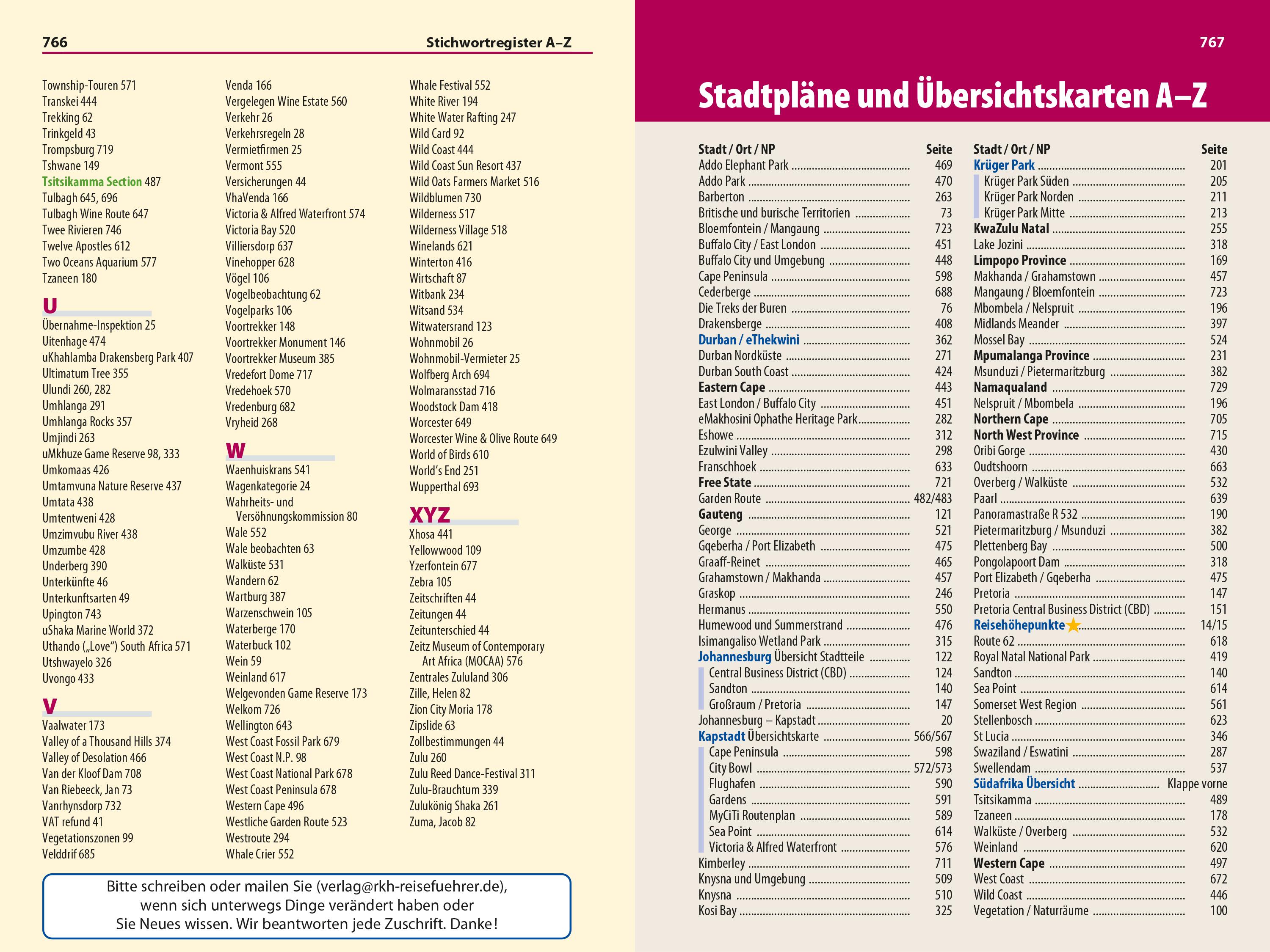 Beispielinhalt (Bild) Reise Know-How Reiseführer Südafrika