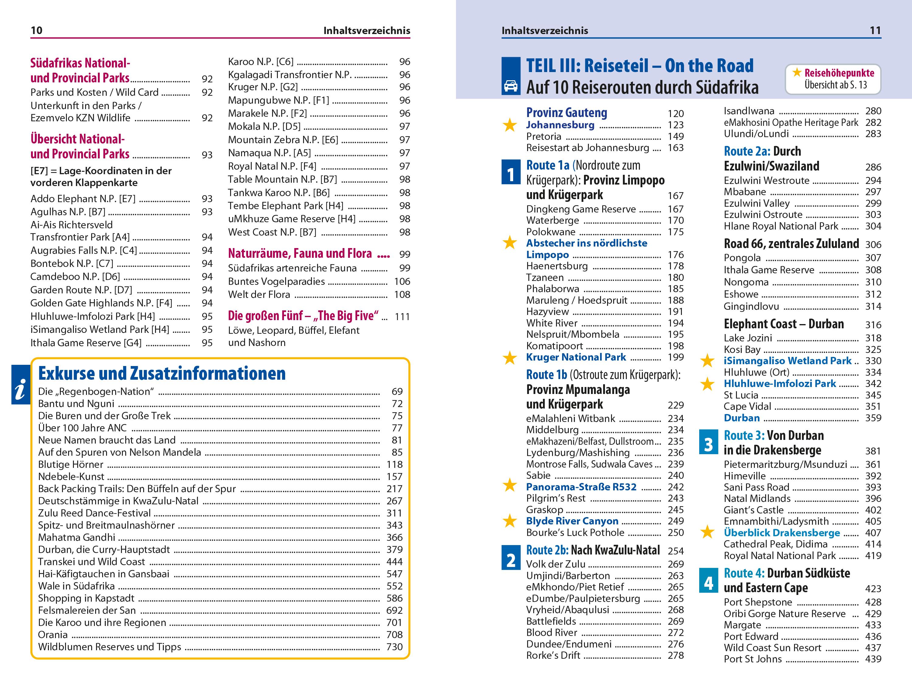 Beispielinhalt (Bild) Reise Know-How Reiseführer Südafrika