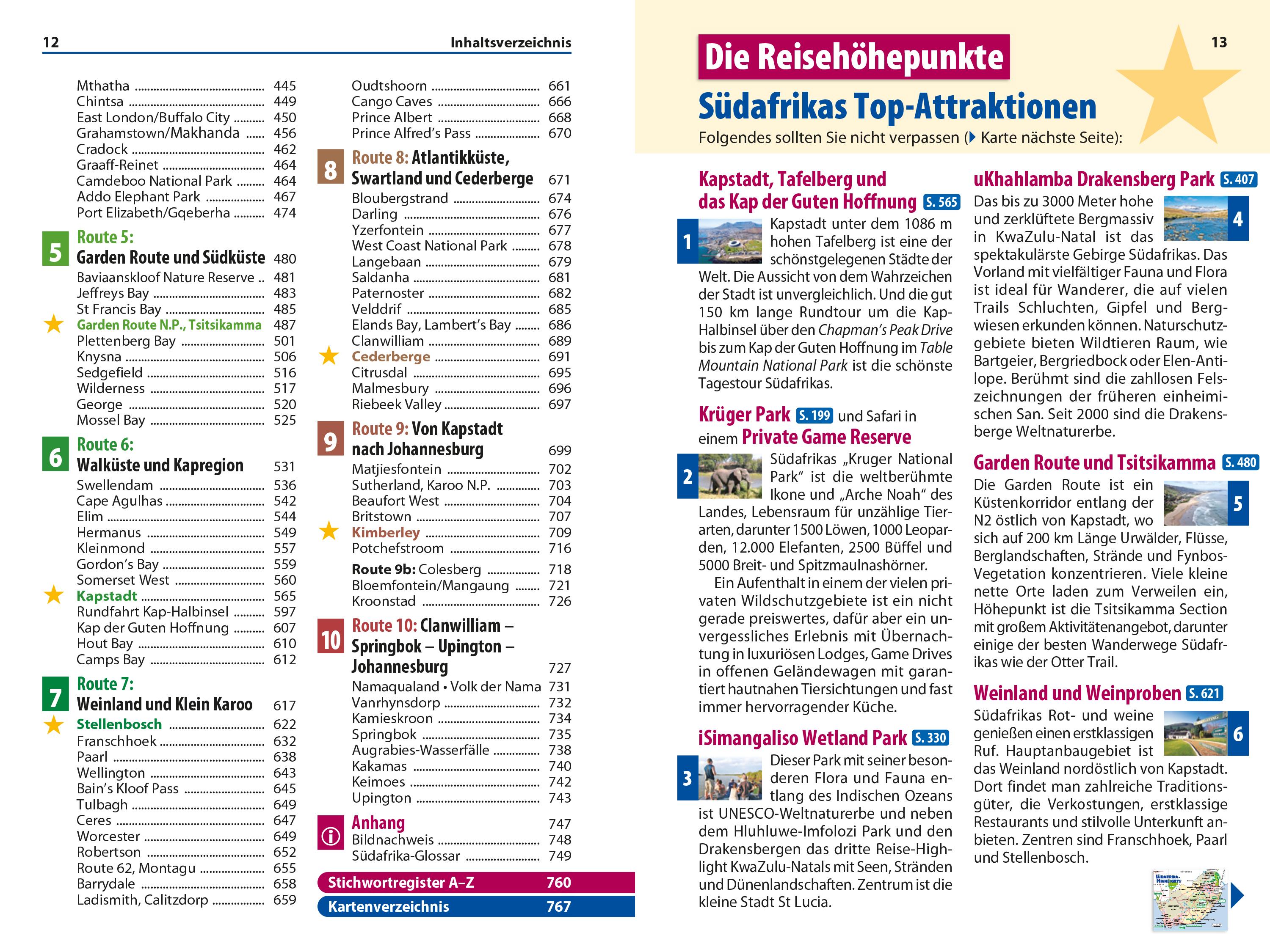 Beispielinhalt (Bild) Reise Know-How Reiseführer Südafrika