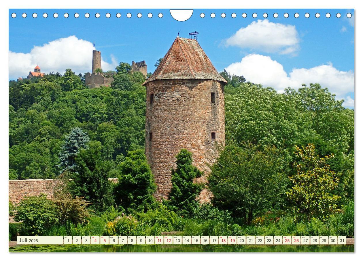 Beispielinhalt (Bild) Weinheim erleben Schlosspark, Burgen und einladender Marktplatz (Wandkalender 2026 DIN A4 quer), CALVENDO Monatskalender