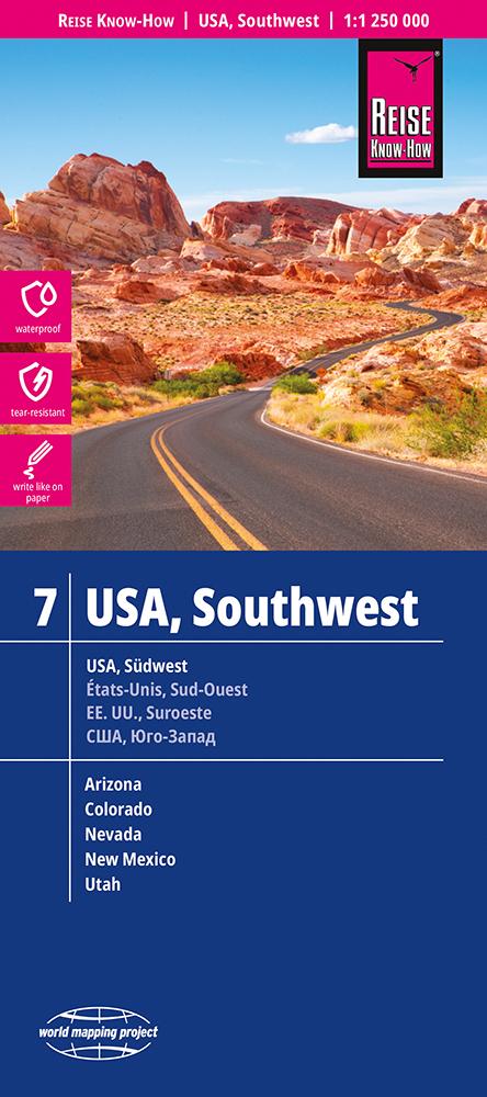Vorderes Coverbild Reise Know-How Landkarte USA 07, Südwest / USA, Southwest (1:1.250.000)