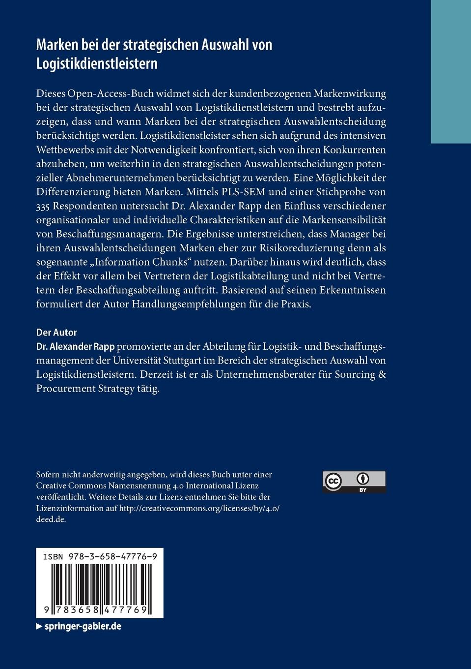 Rückseitencover Marken bei der strategischen Auswahl von Logistikdienstleistern