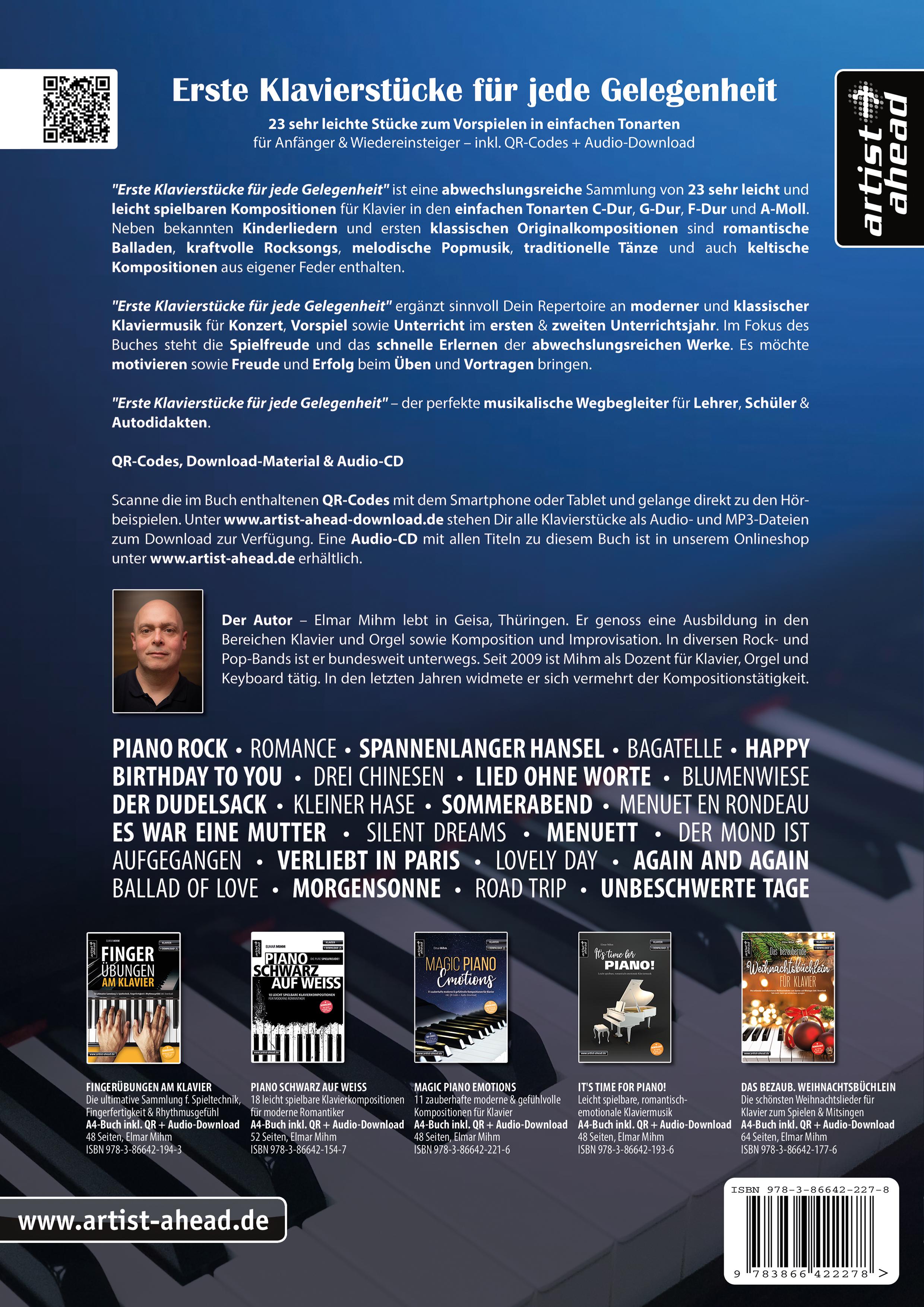 Rückseitencover Erste Klavierstücke für jede Gelegenheit
