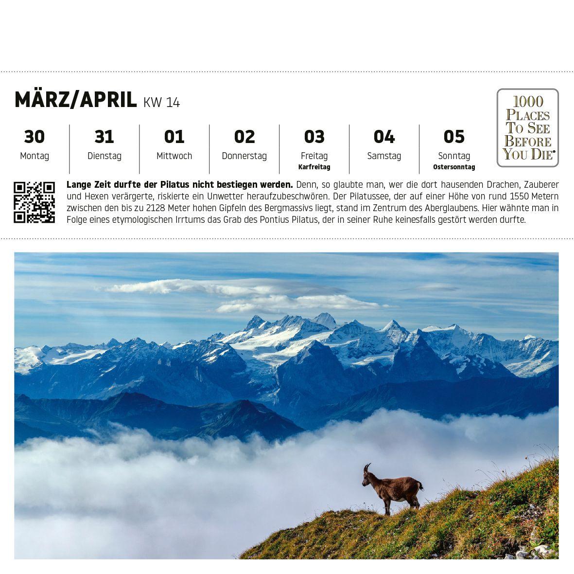 Beispielinhalt (Bild) Schweiz Postkartenkalender im Format 17,5 x 17,5