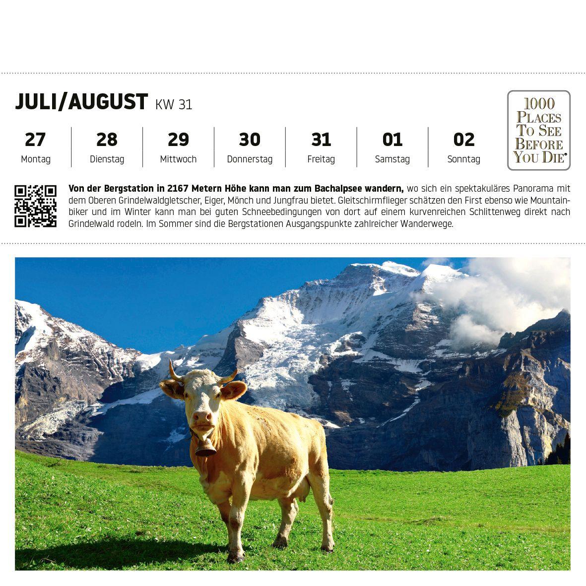 Beispielinhalt (Bild) Schweiz Postkartenkalender im Format 17,5 x 17,5