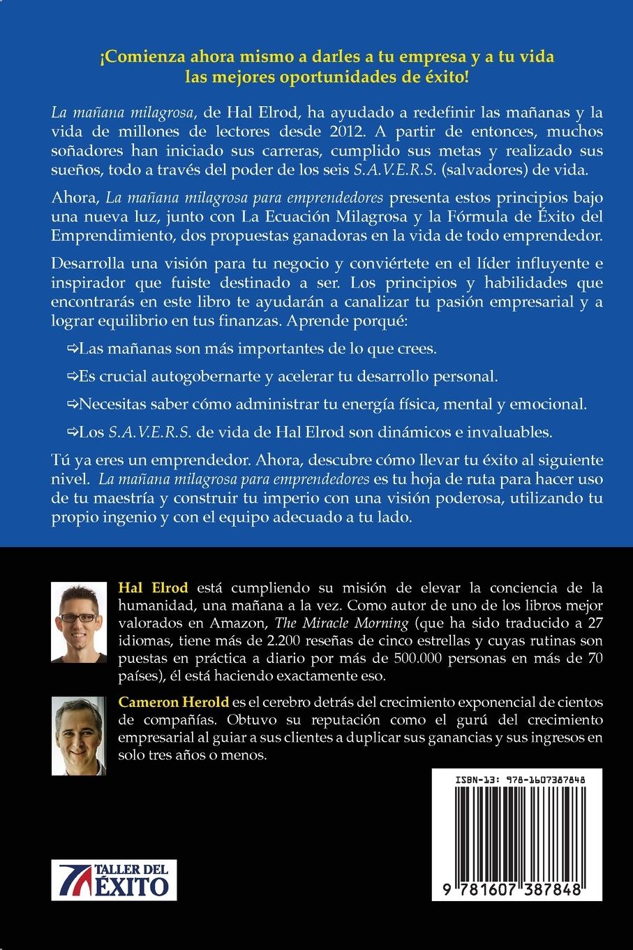 Rückseitencover La mañana milagrosa para emprendedores