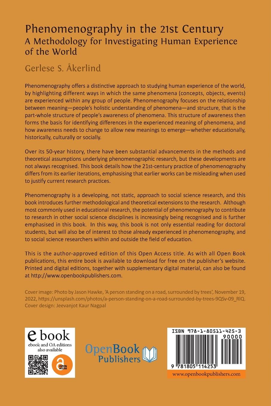 Rückseitencover Phenomenography in the 21st Century