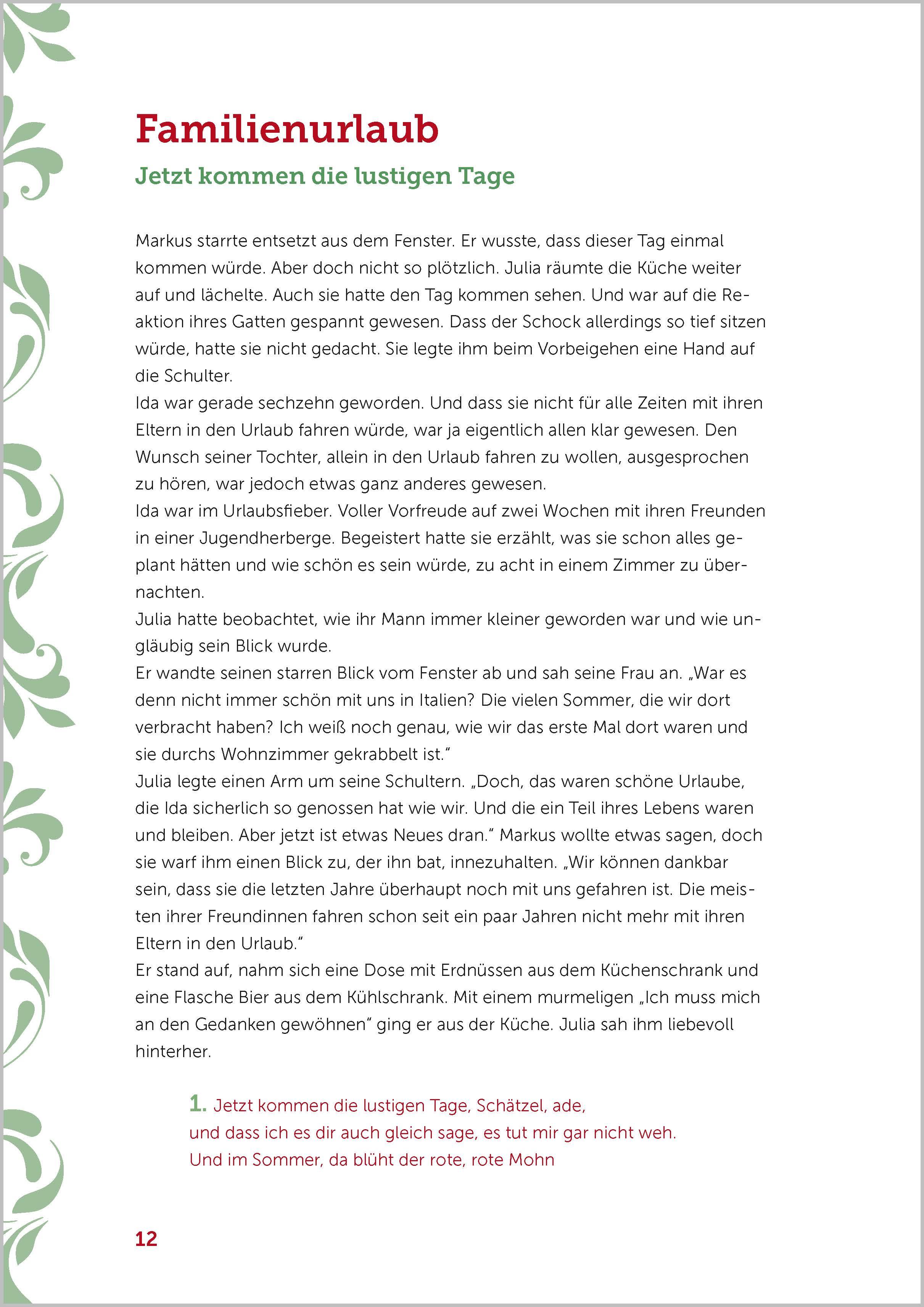 Beispielinhalt (Bild) Kurzgeschichten zum Vorlesen und Mitsingen für Senioren