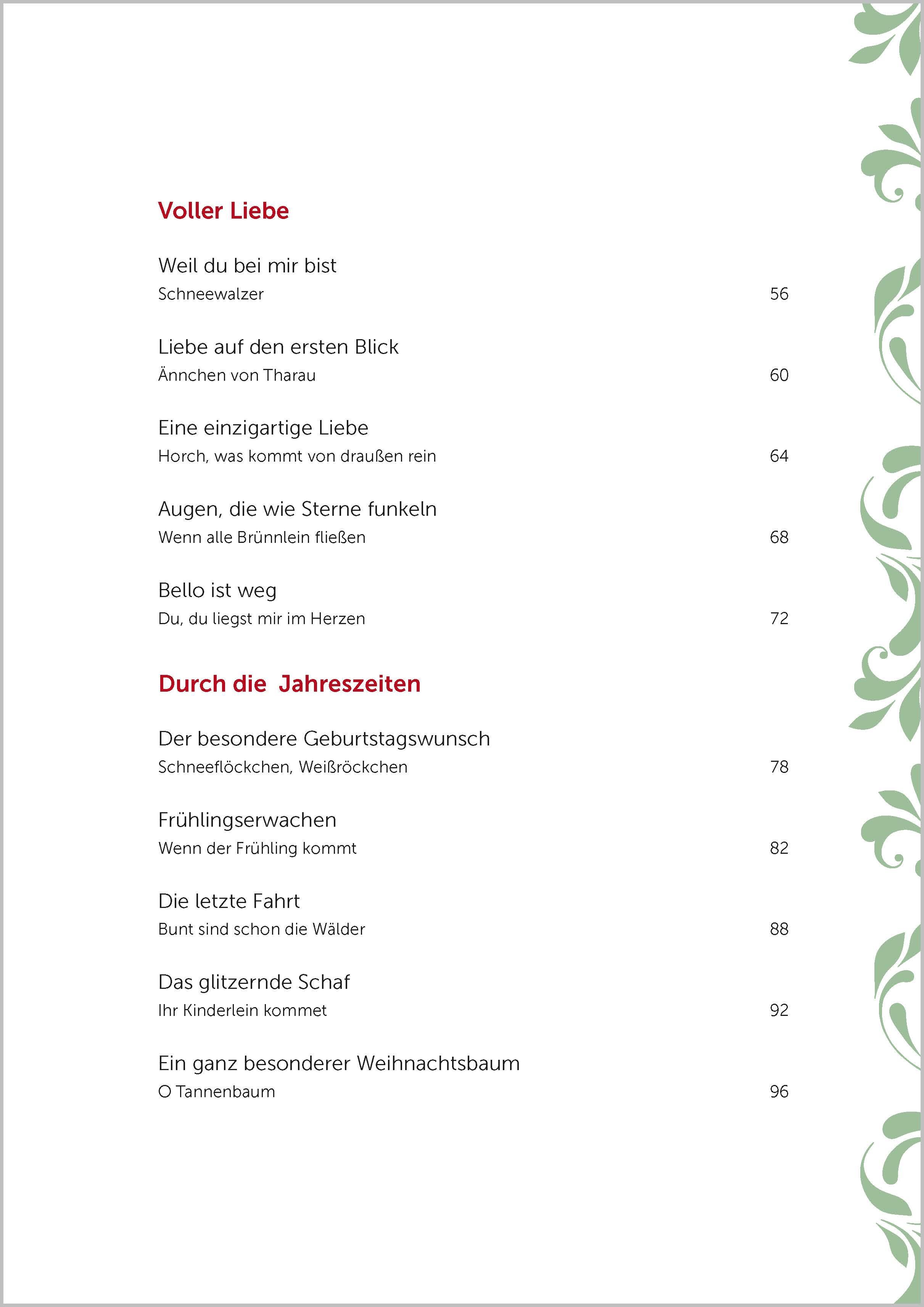 Beispielinhalt (Bild) Kurzgeschichten zum Vorlesen und Mitsingen für Senioren