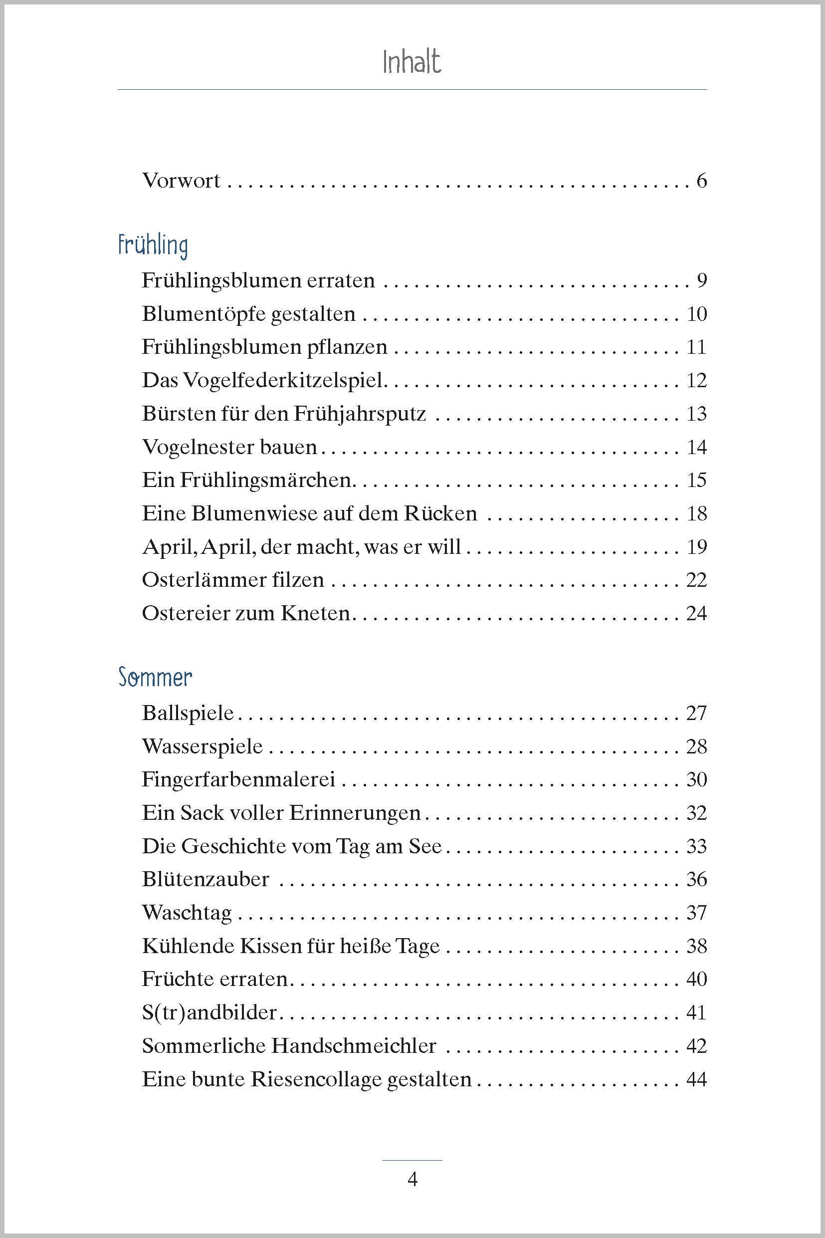 Beispielinhalt (Bild) Spiele zum Tasten und Fühlen