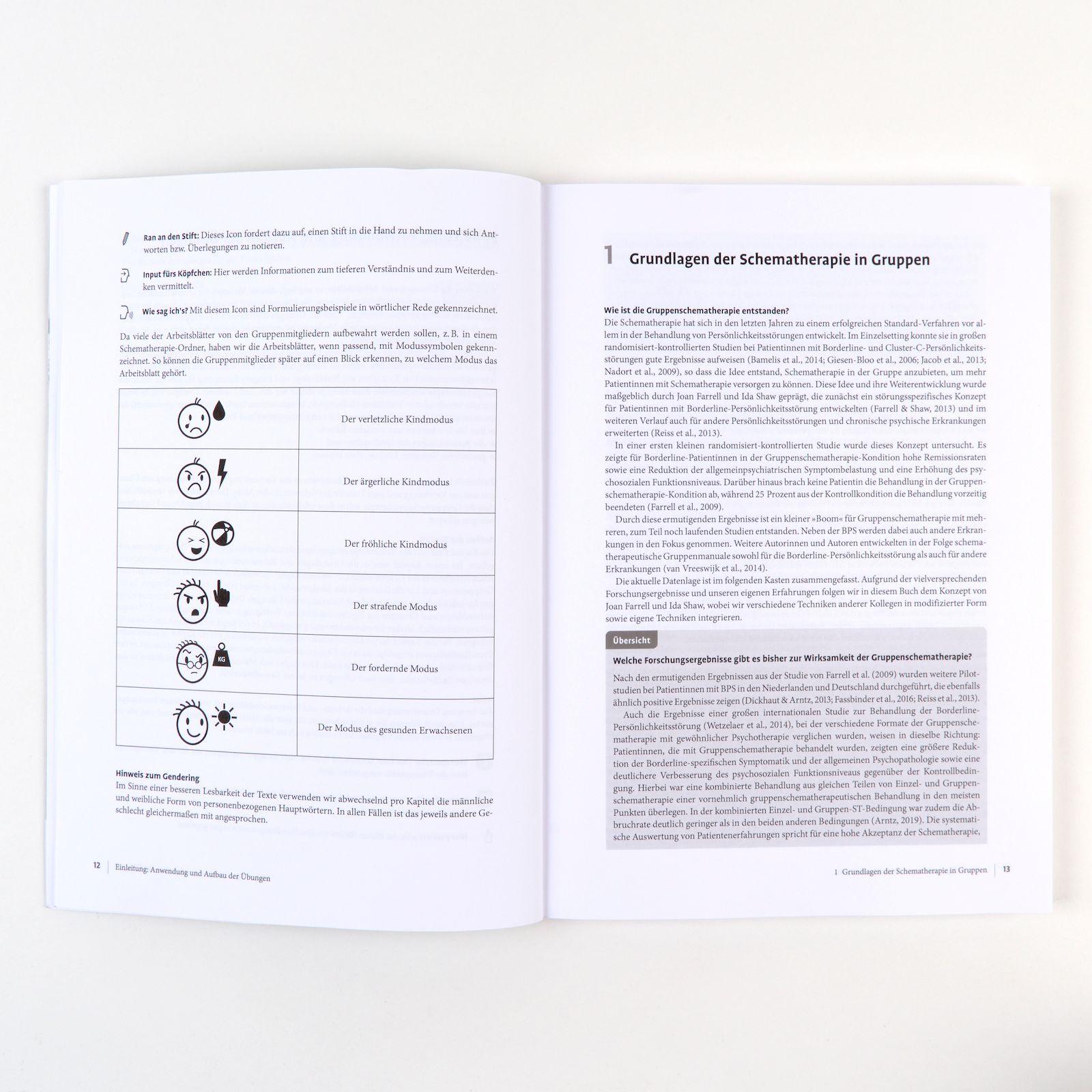 Beispielinhalt (Bild) Therapie-Tools Schematherapie in der Gruppe