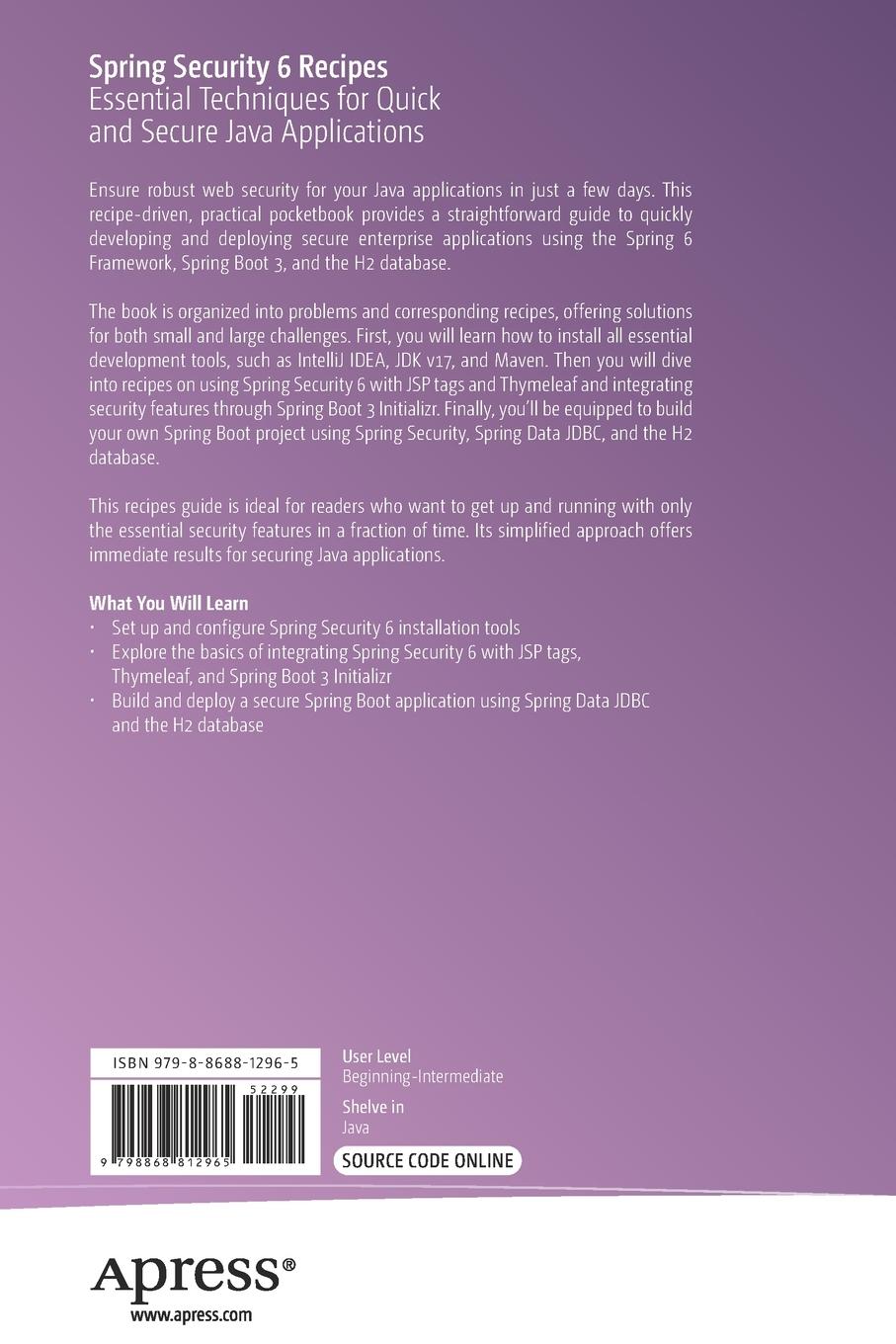 Rückseitencover Spring Security 6 Recipes