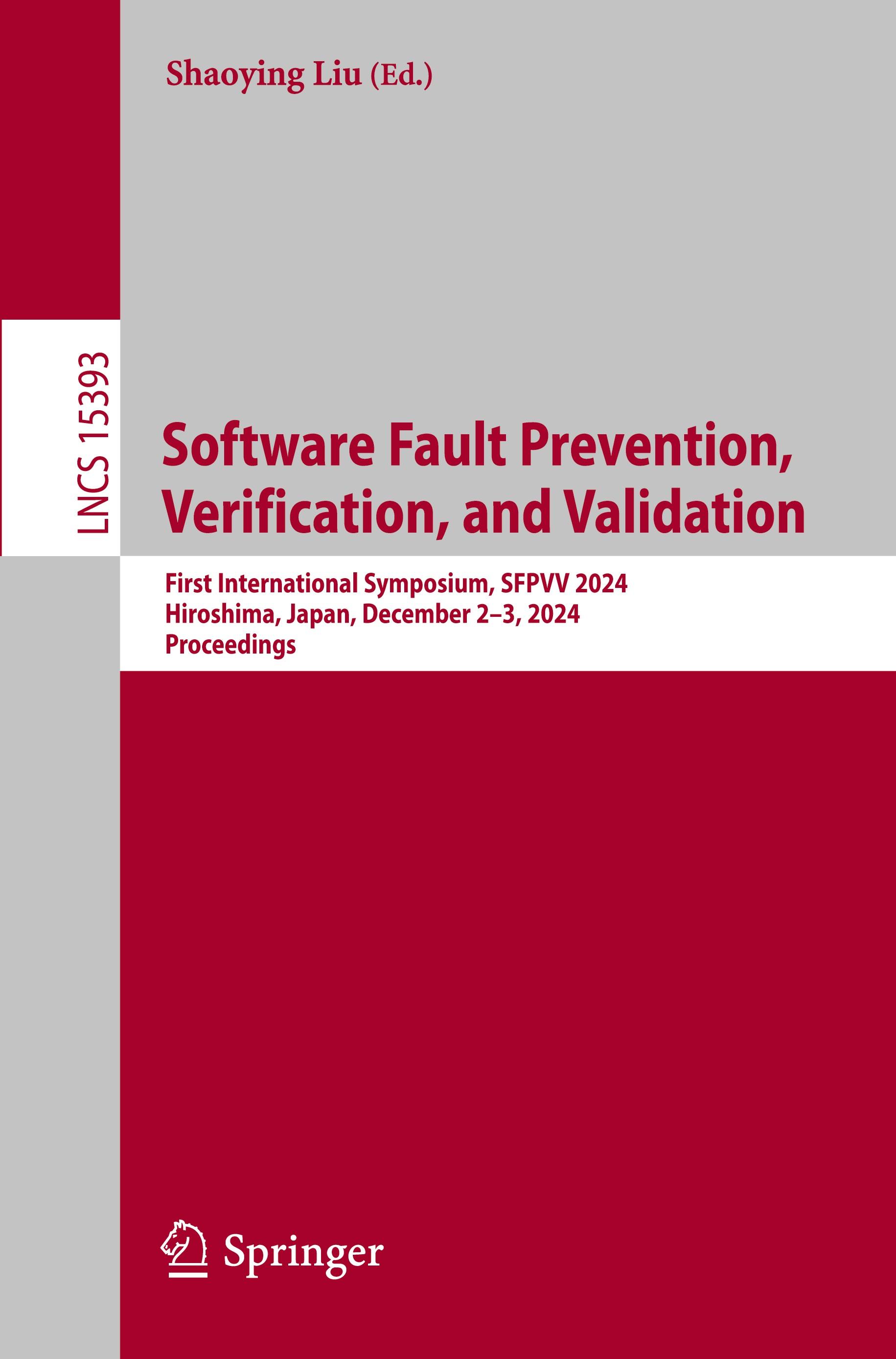 Vorderes Coverbild Software Fault Prevention, Verification, and Validation