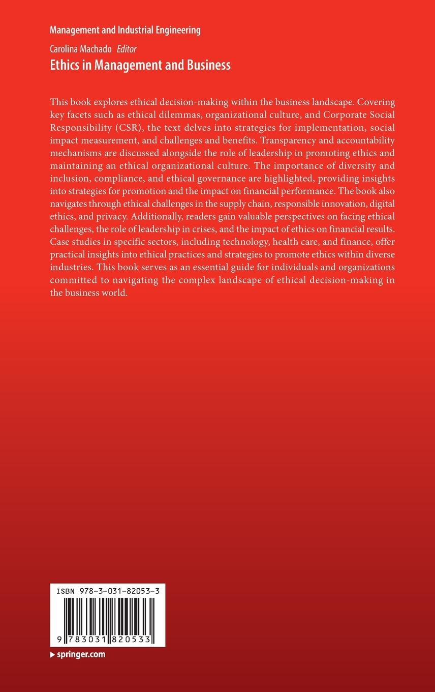 Rückseitencover Ethics in Management and Business