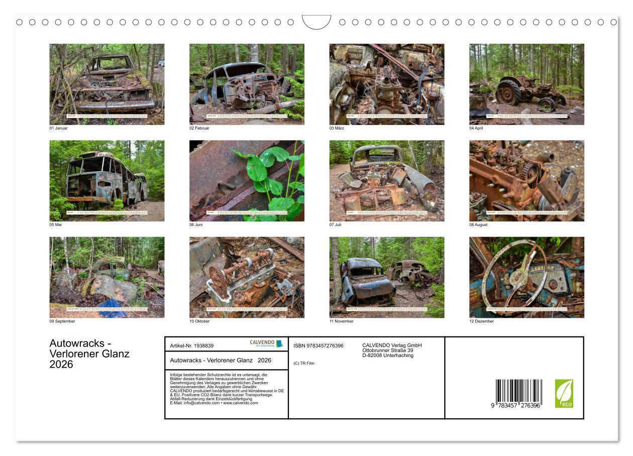 Beispielinhalt (Bild) Autowracks - Verlorener Glanz 2026 (Wandkalender 2026 DIN A3 quer), CALVENDO Monatskalender