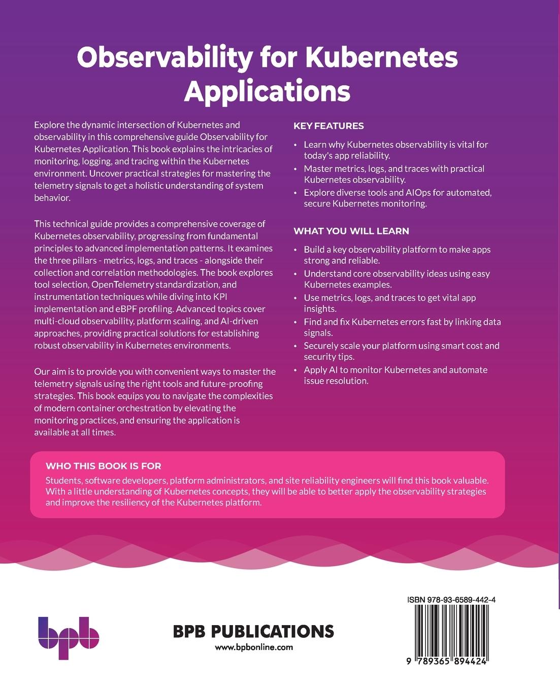 Rückseitencover Observability for Kubernetes Applications