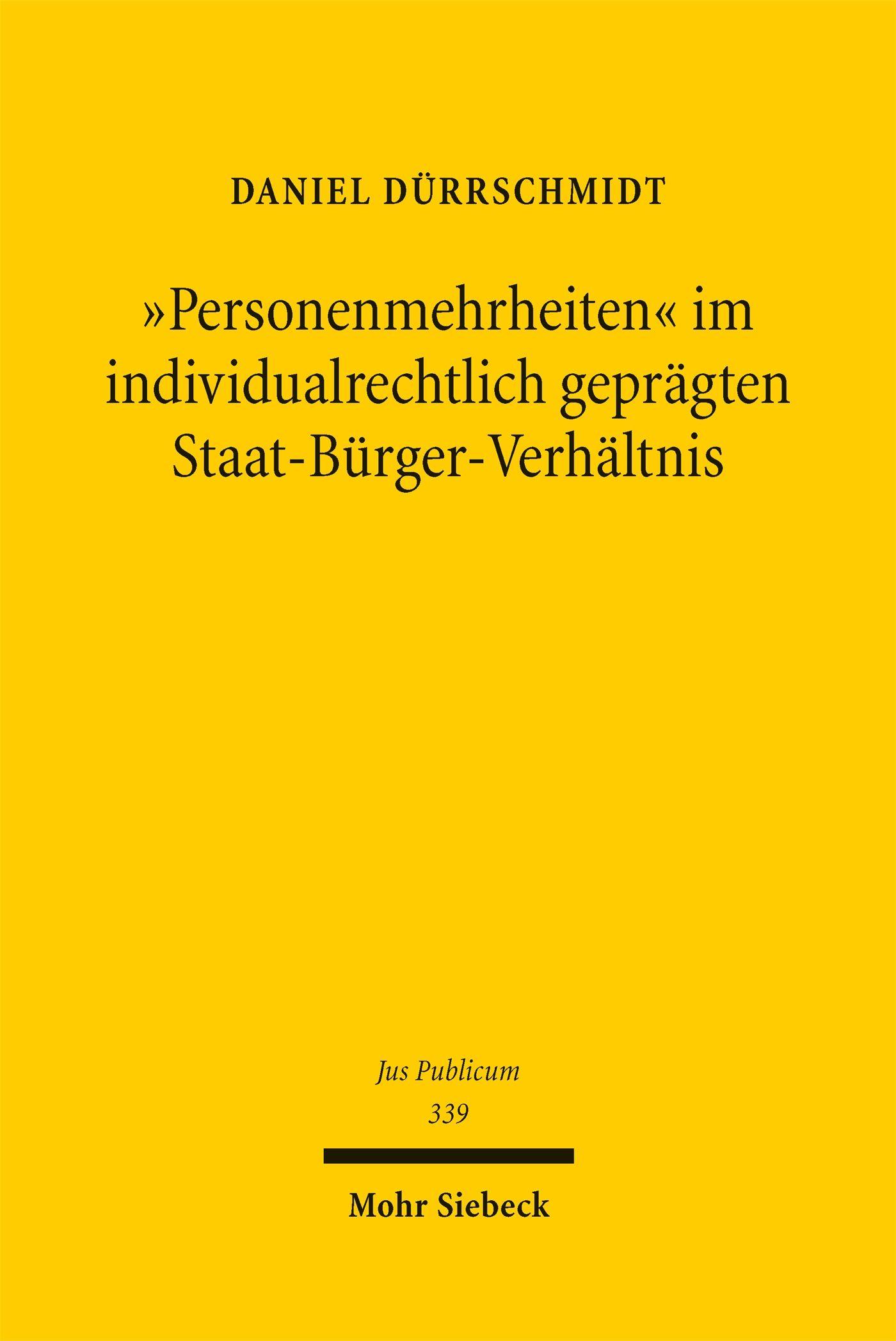 Vorderes Coverbild "Personenmehrheiten" im individualrechtlich geprägten Staat-Bürger-Verhältnis