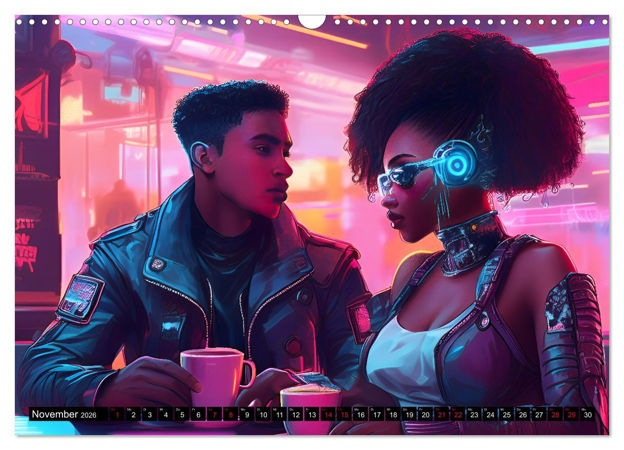 Beispielinhalt (Bild) Cyberpunk (Wandkalender 2026 DIN A3 quer), CALVENDO Monatskalender