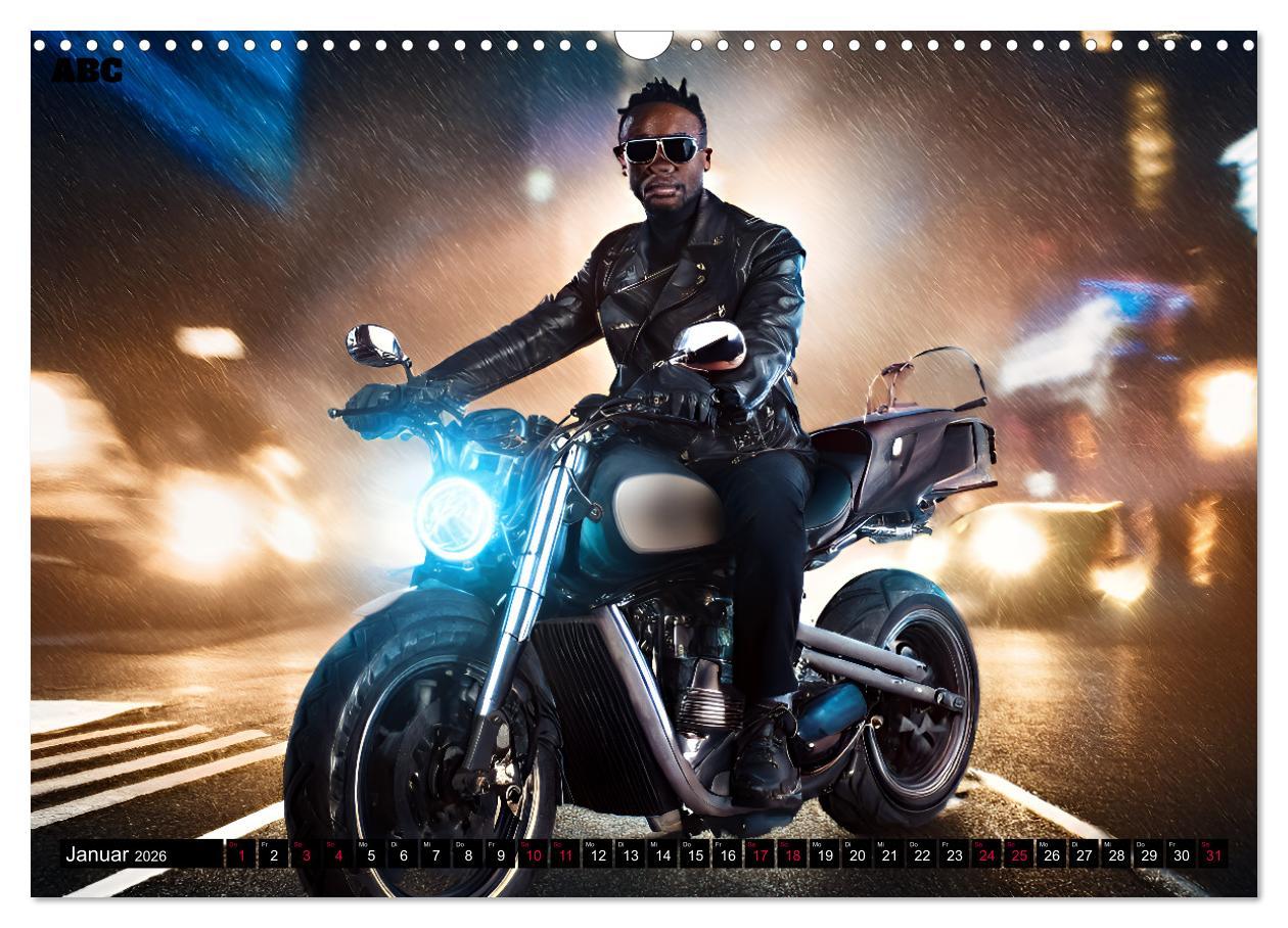 Beispielinhalt (Bild) Cyberpunk (Wandkalender 2026 DIN A3 quer), CALVENDO Monatskalender
