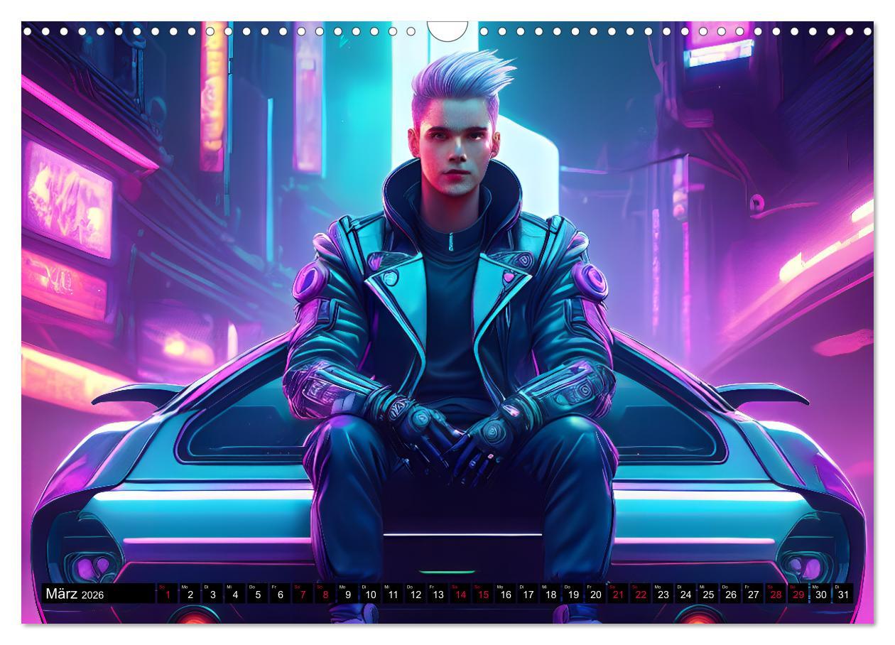 Beispielinhalt (Bild) Cyberpunk (Wandkalender 2026 DIN A3 quer), CALVENDO Monatskalender